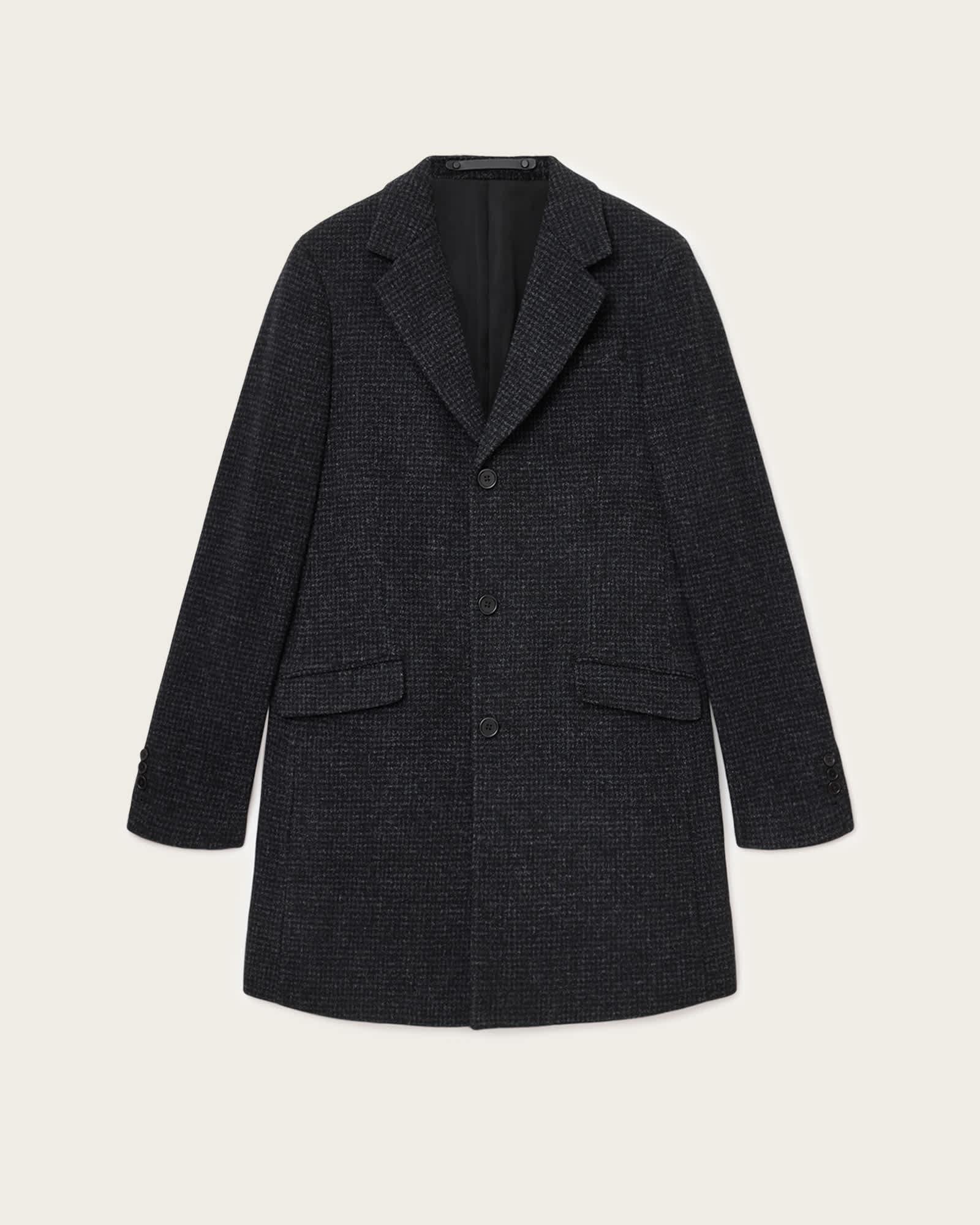 Caspian Single Breasted Coat CINDER BLACK MARL | ALLSAINTS US Product Image
