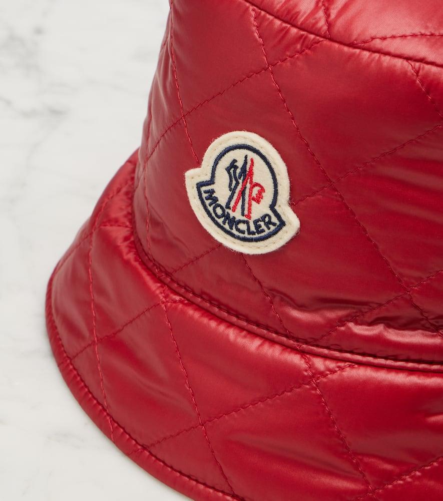 MONCLER Diamond Quilted Nylon Bucket Hat In Red Product Image