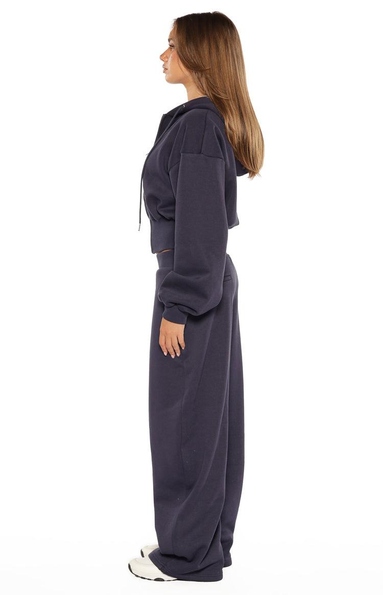 Dora Navy Barrel Leg Track Pants Product Image