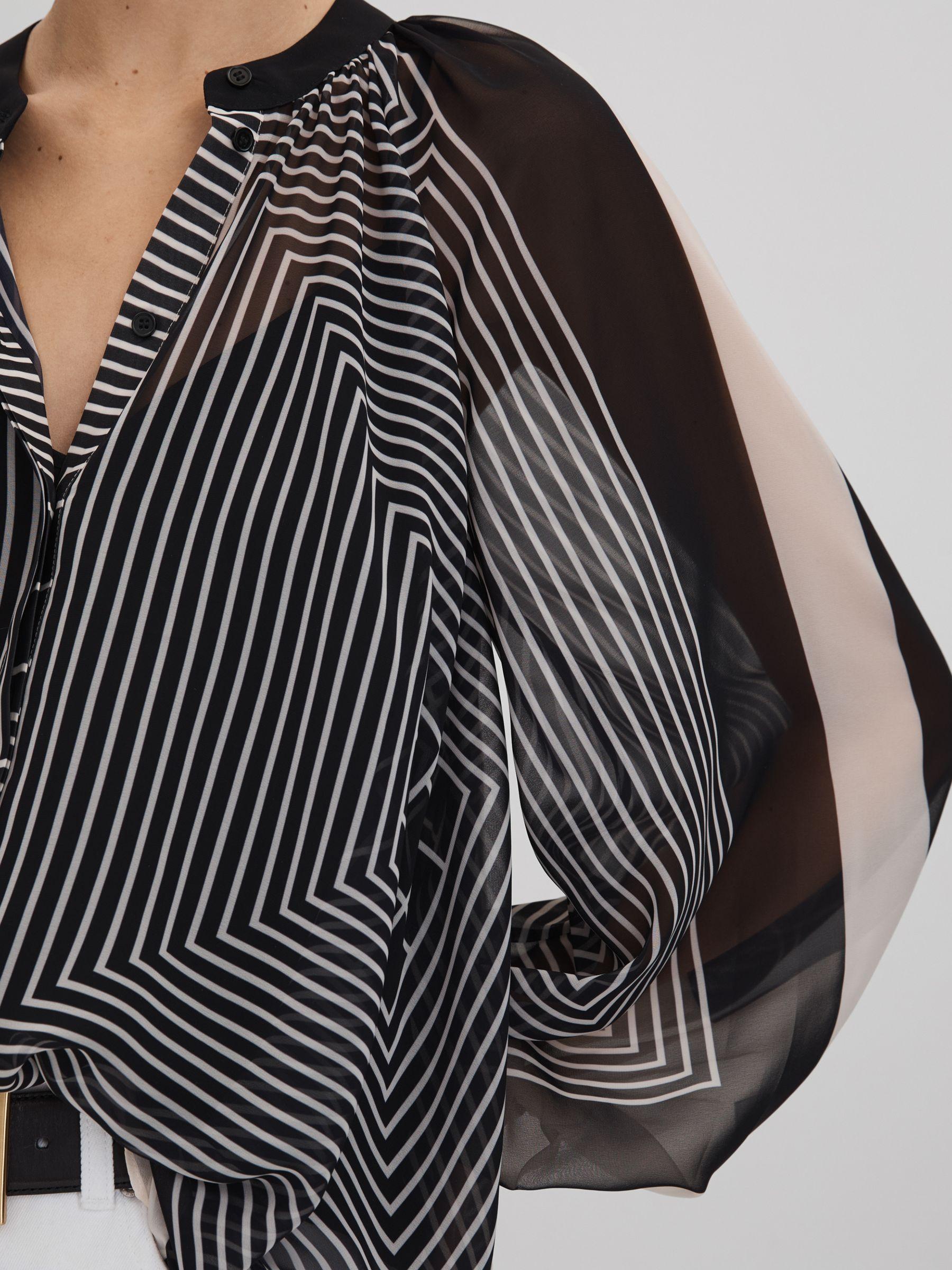 Printed Button-Through Blouse in Black/Cream Product Image