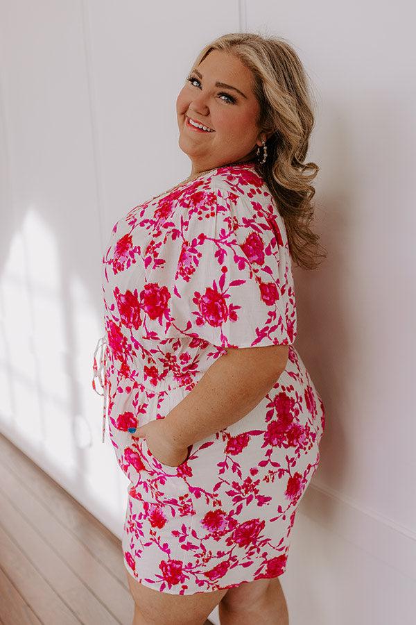 Life In Full Bloom Floral Romper in Hot Pink Curves Product Image