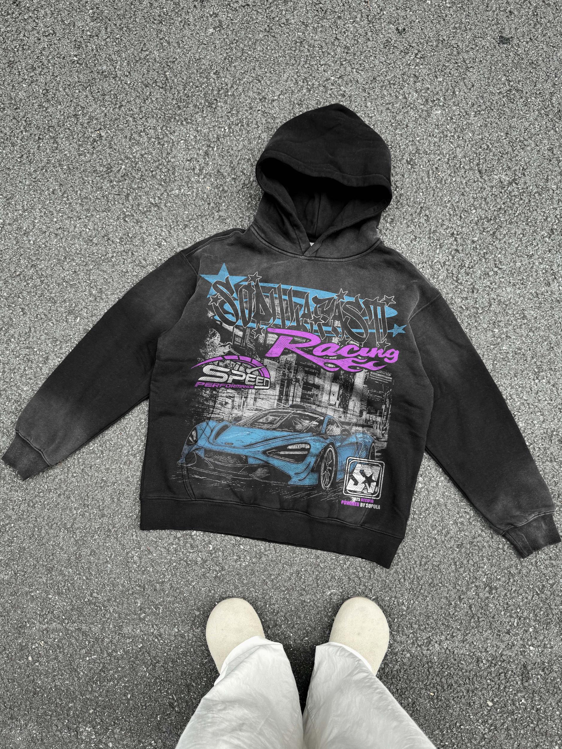 Sopula Vintage Jesus Print Acid Wash Hoodie Product Image