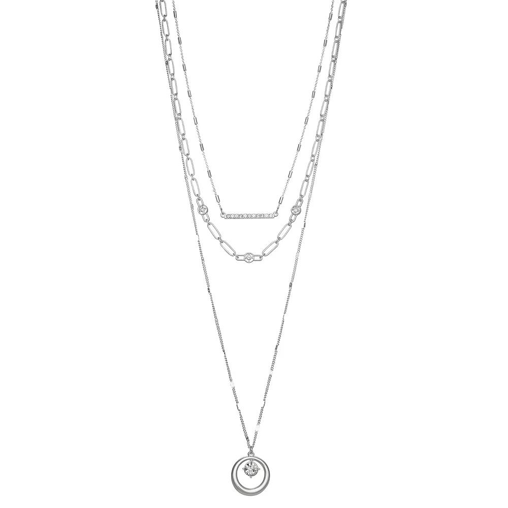Nine West Silver Tone Multirow Pendant Necklace, Womens Product Image