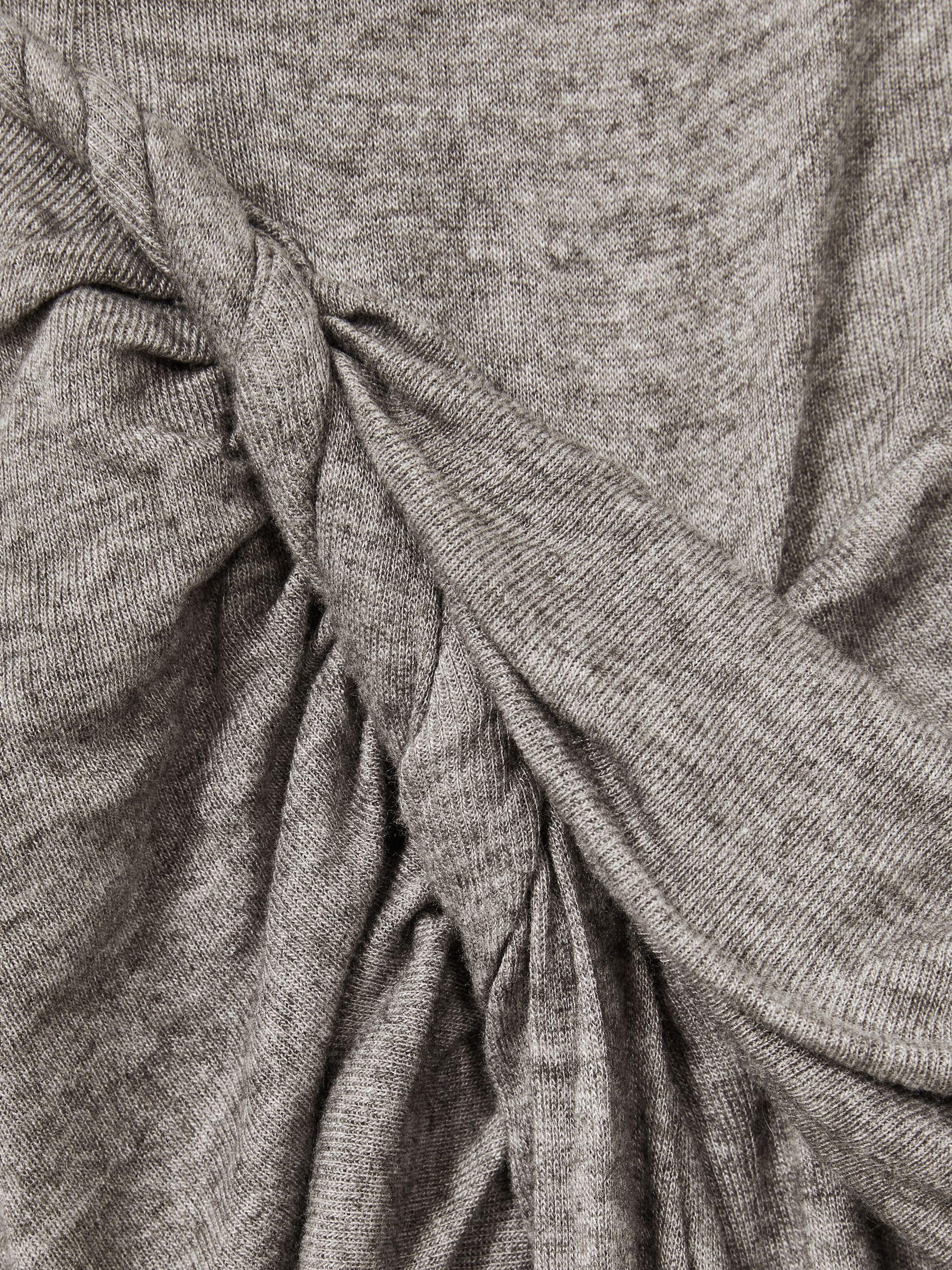 Petite Jersey Twist-Detail Midi Dress in Grey Product Image