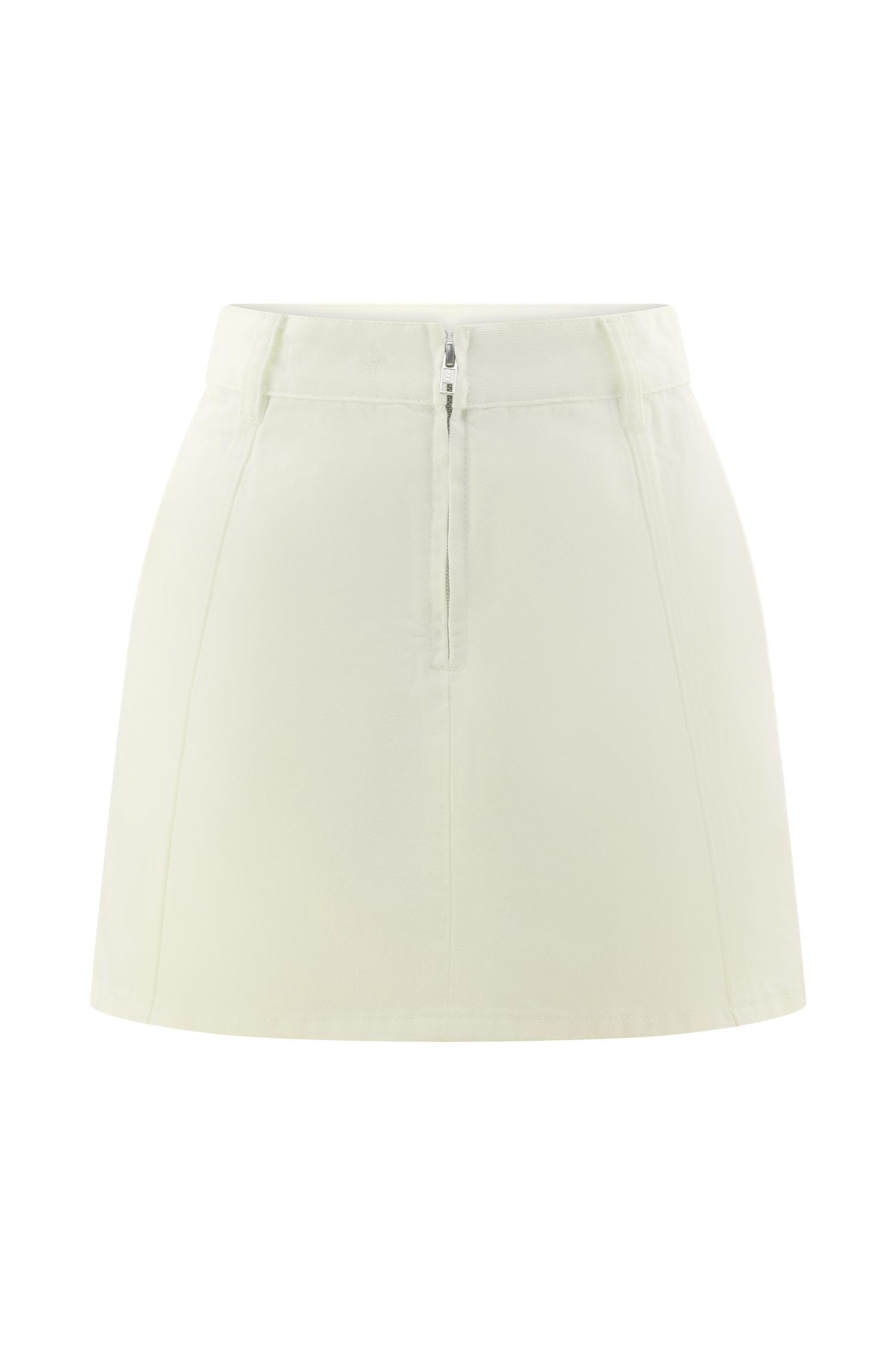 Rosalyn Mini Denim Skort - White Product Image