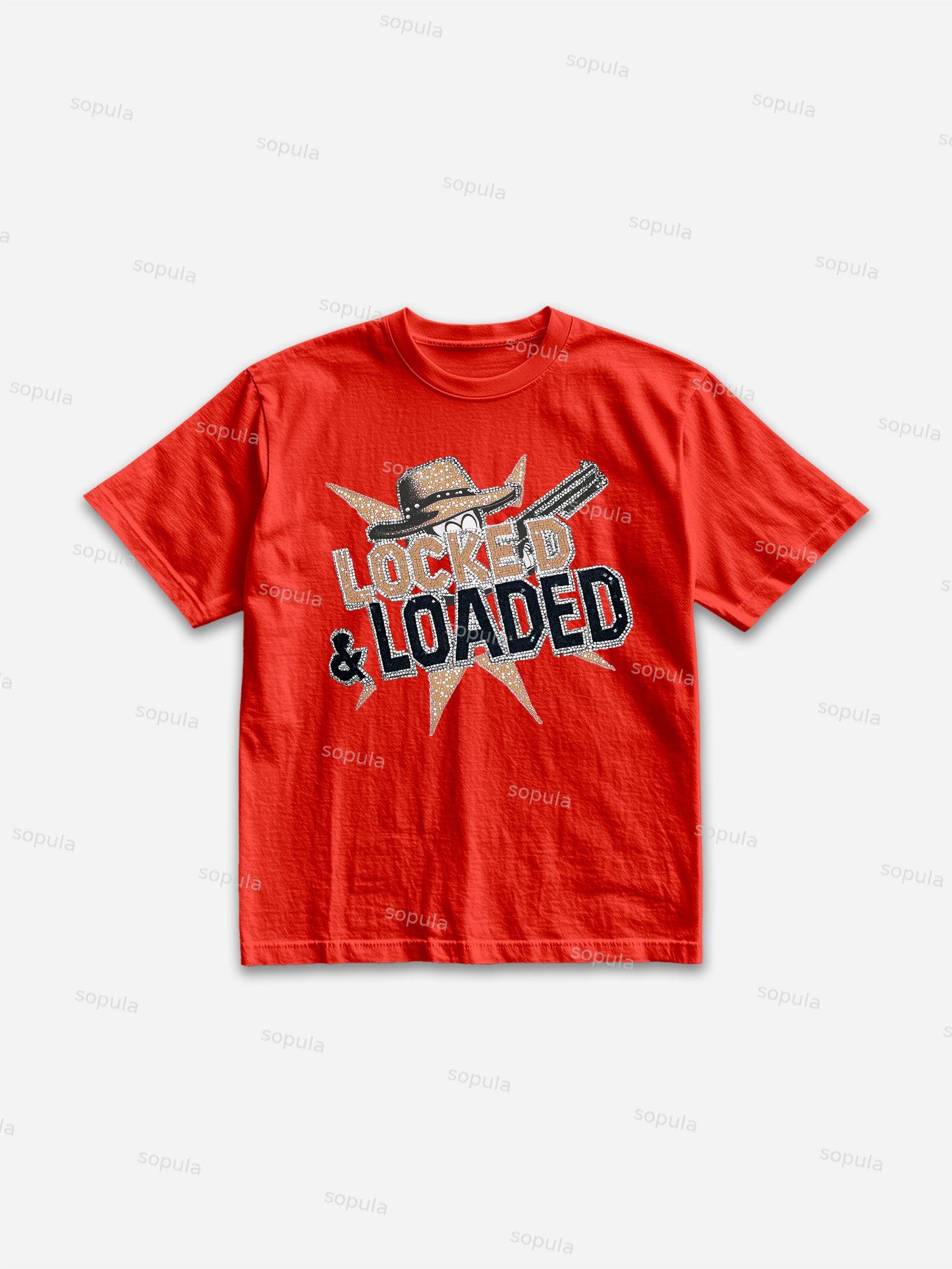 Locked & Loaded Cartoon Cowboy Revolver Graphic Cotton T-shirt Product Image