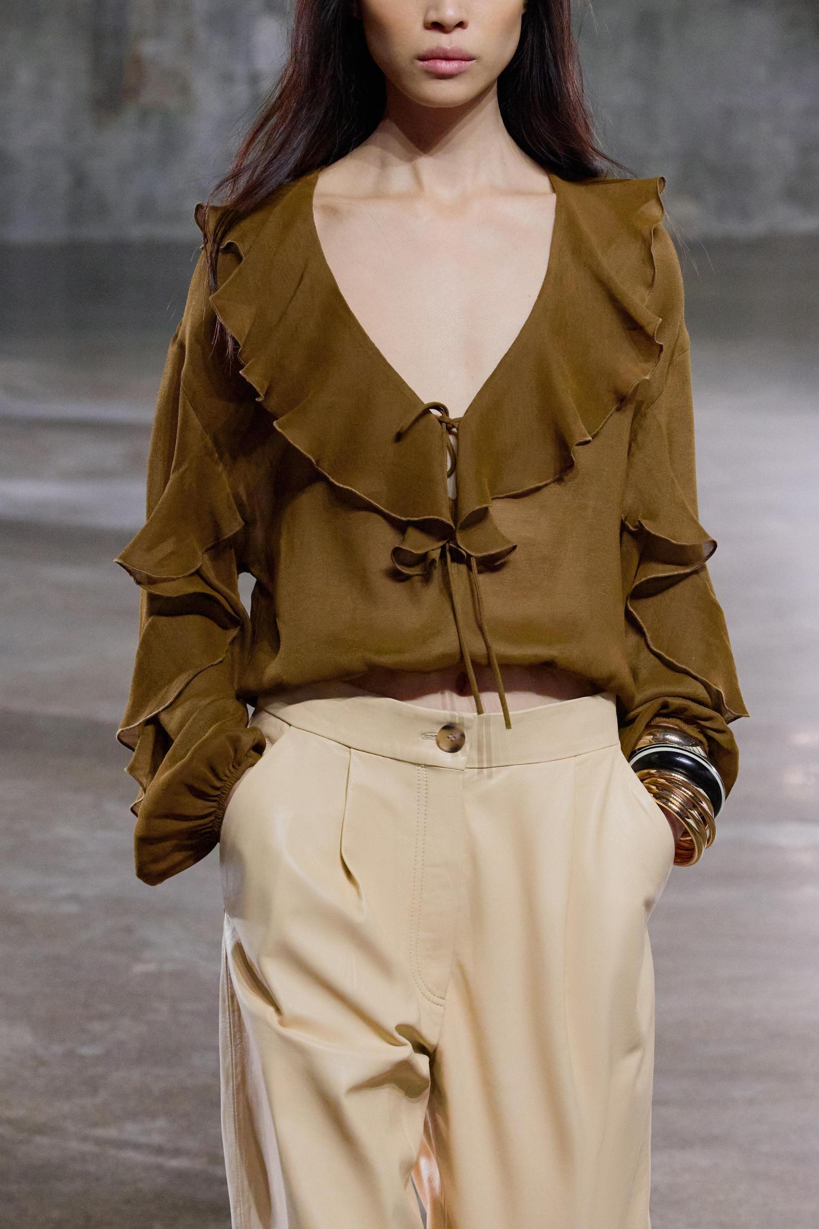 RUFFLED FLOWY BLOUSE Product Image