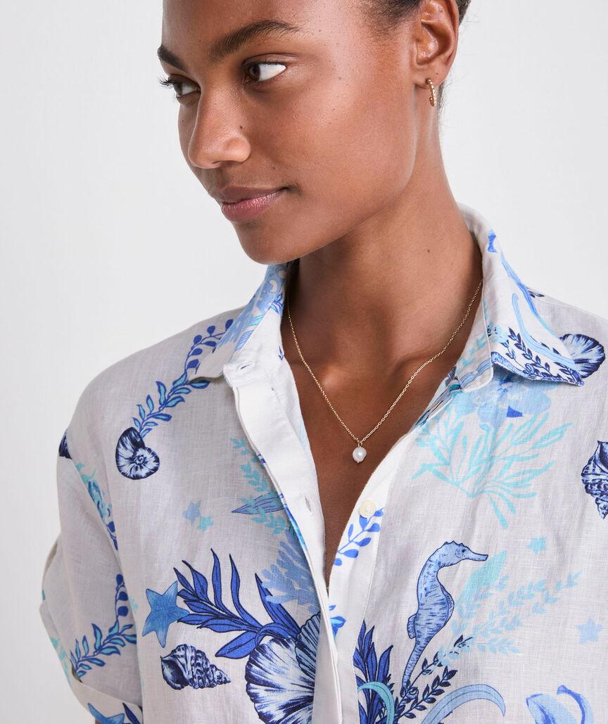 Linen Short-Sleeve Button-Down Product Image