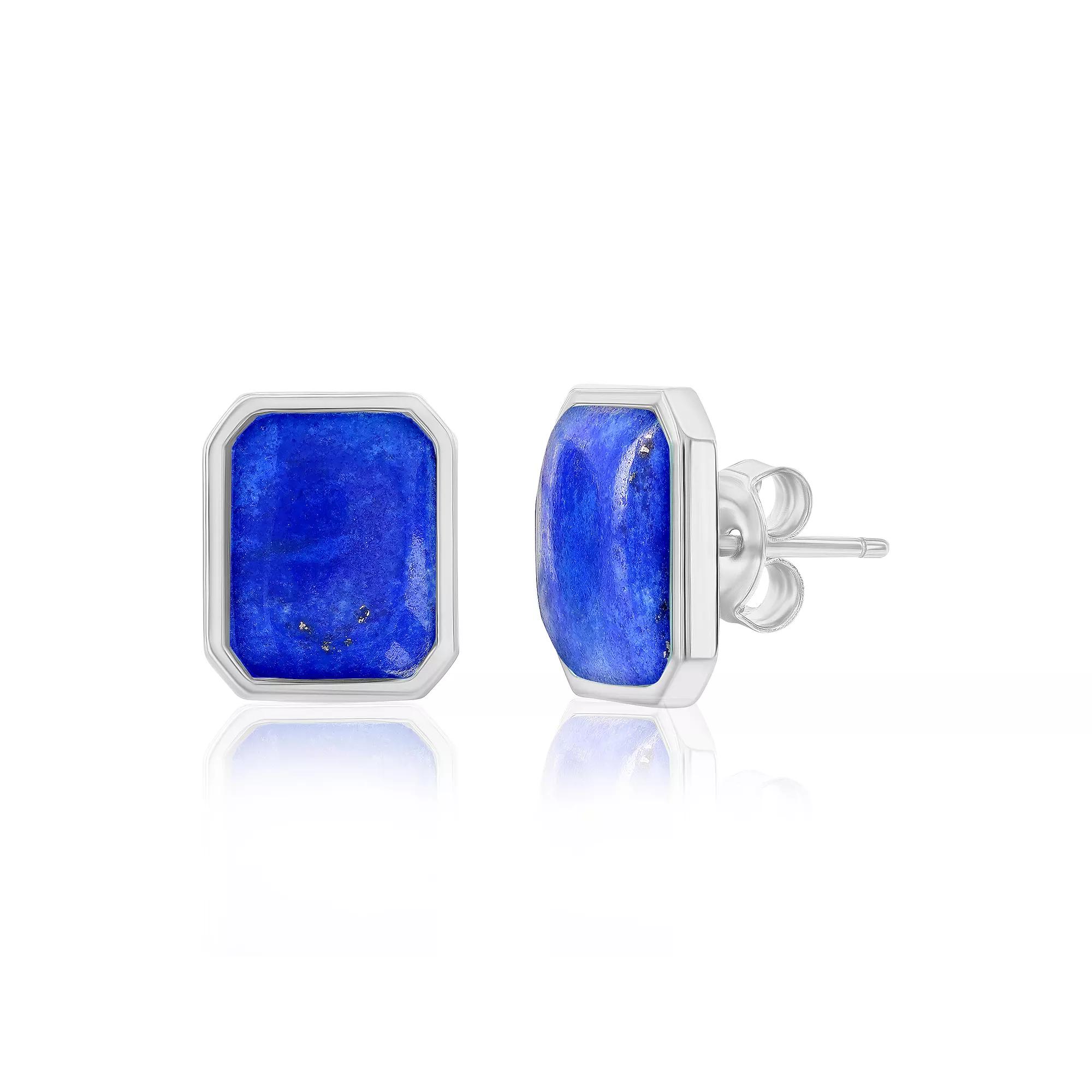 Nautica Rocks Sterling Silver Gemstone Rectangle Stud Earrings, Women's, Lapis Product Image
