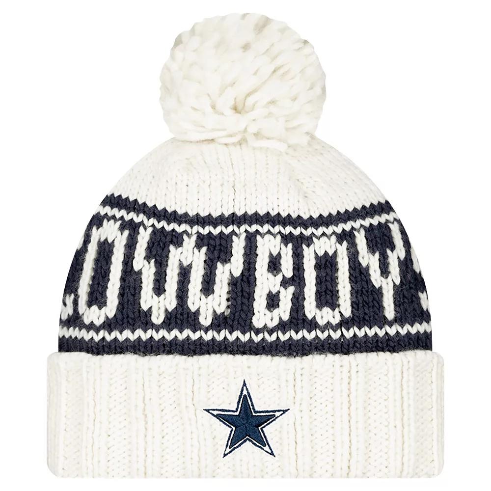 Women's New Era White Dallas Cowboys 2024 Sideline Cuffed Knit Hat with Pom Product Image
