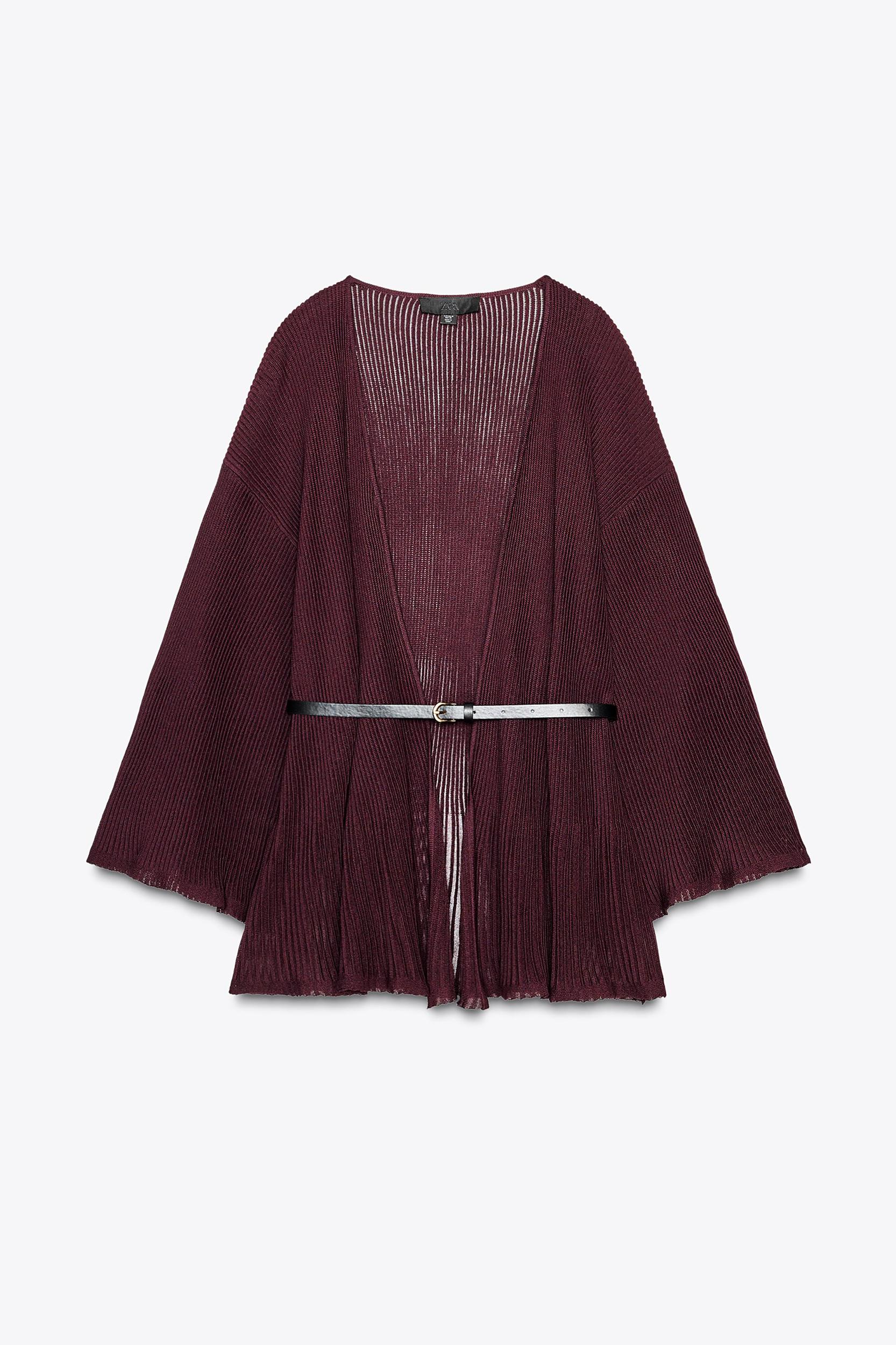 RIB KNIT CARDIGAN WITH BELT Product Image