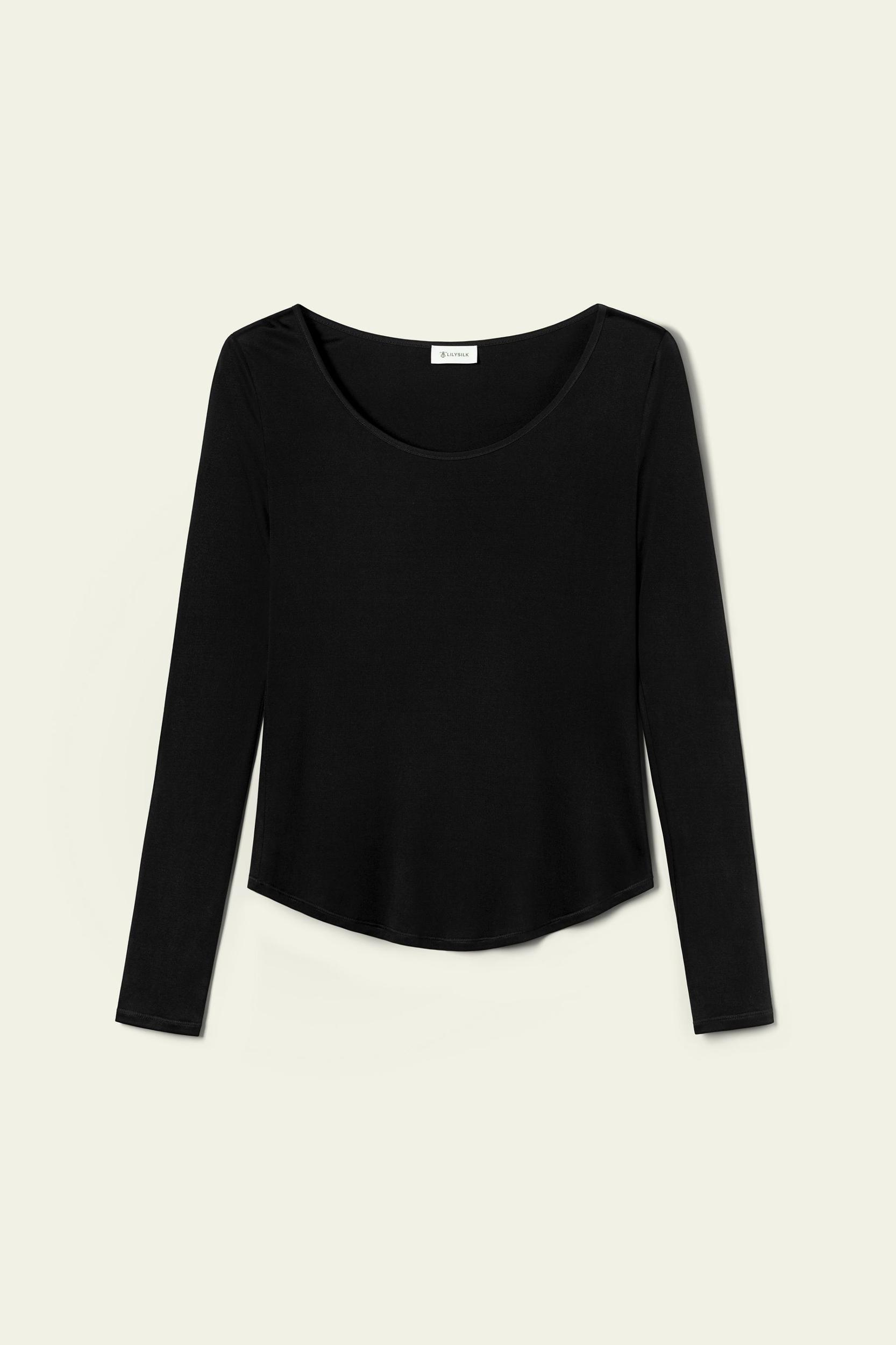 LILYSILK Womens Silk Tops | Lily White Washable Silk | Natural Flow Long Sleeve Tops L Product Image