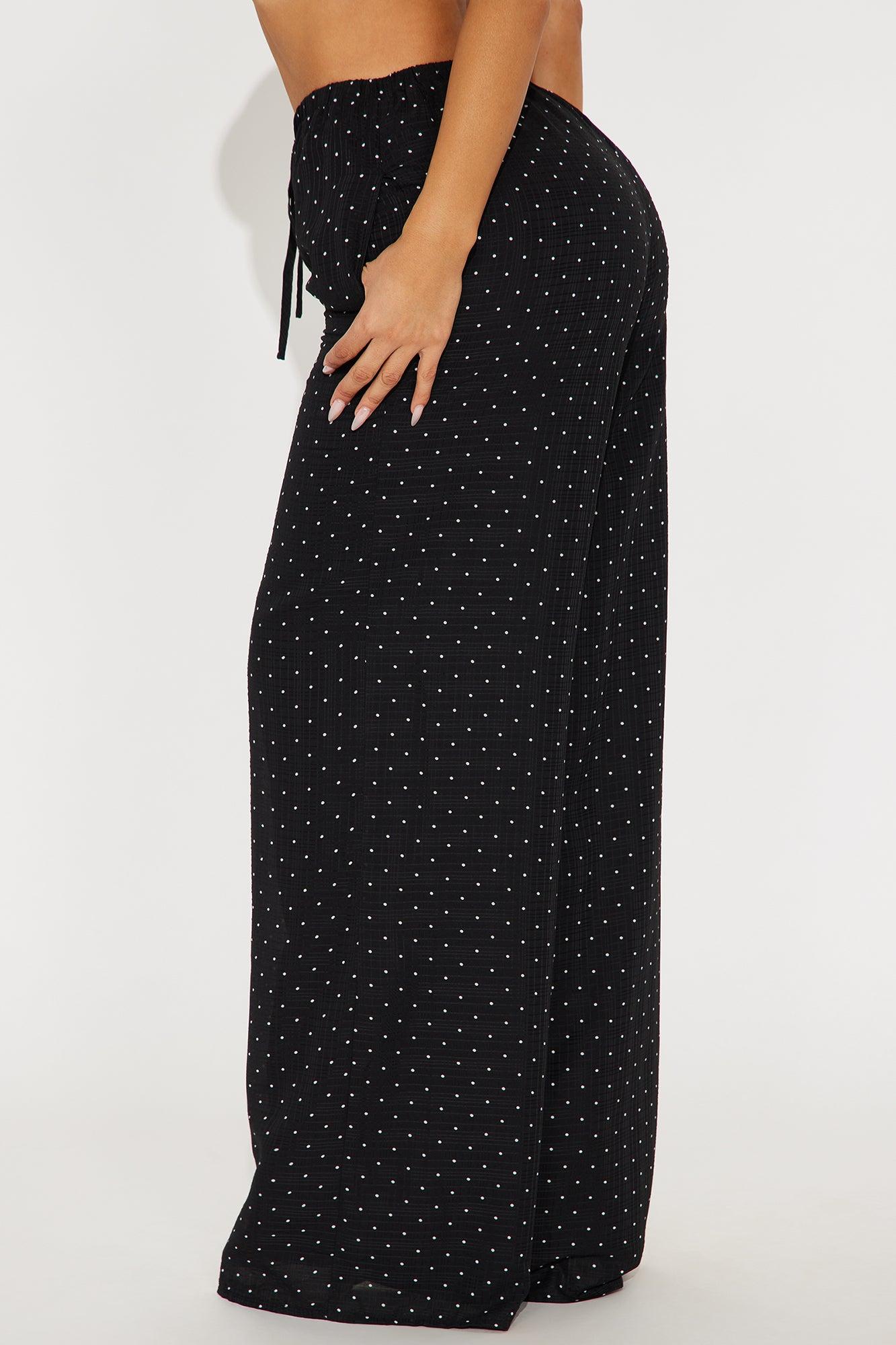 On My Way Polka Dot Wide Leg Pant - Black Female Product Image