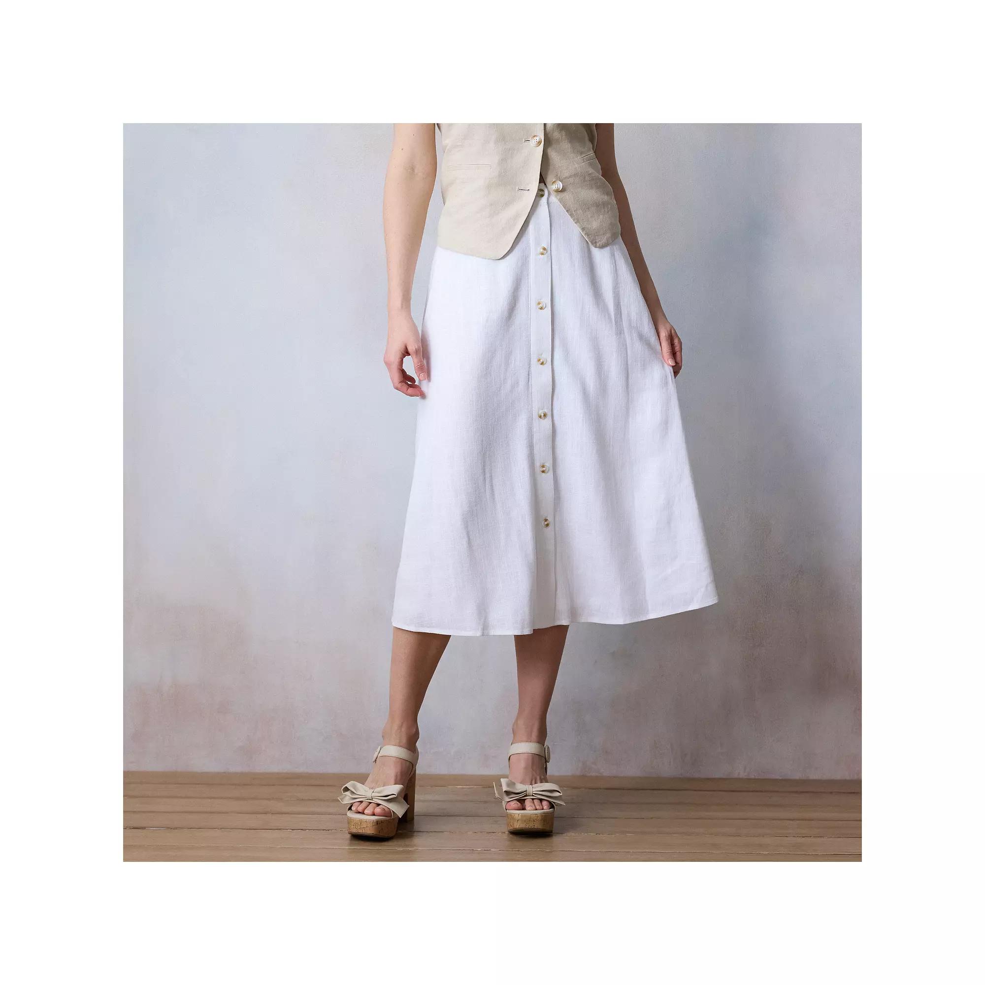 Women's LC Lauren Conrad Button-Front Midi Skirt,  Product Image