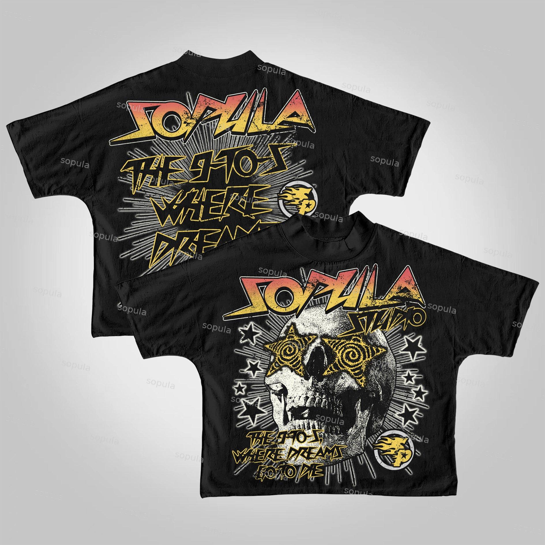 Sopula The 9-To-5, Where Dreams Go To Die Vintage Skull Graphics Cropped T-Shirts Product Image