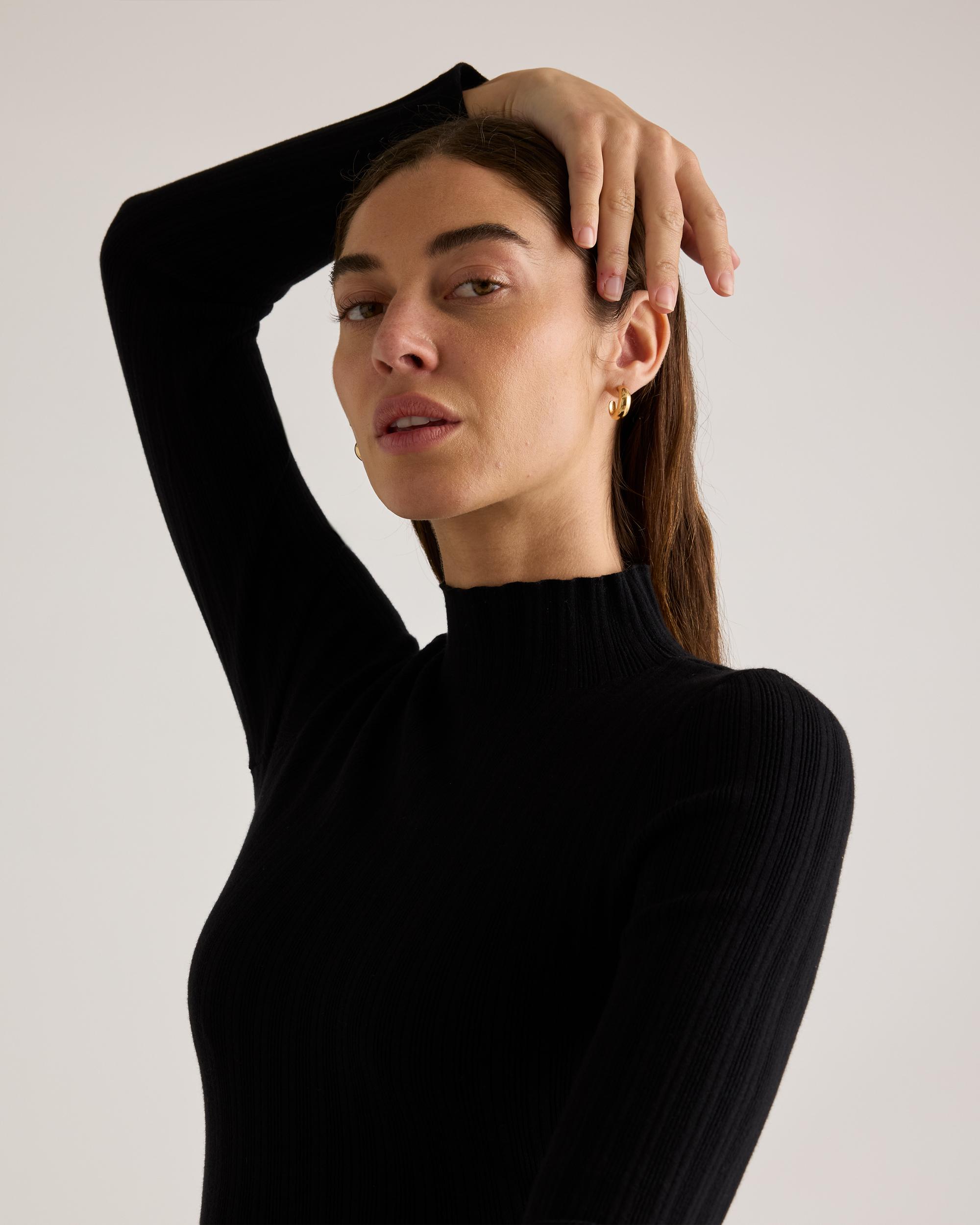 Quince | Women's Cotton Cashmere Ribbed Turtleneck Bodysuit Organic Cotton Product Image