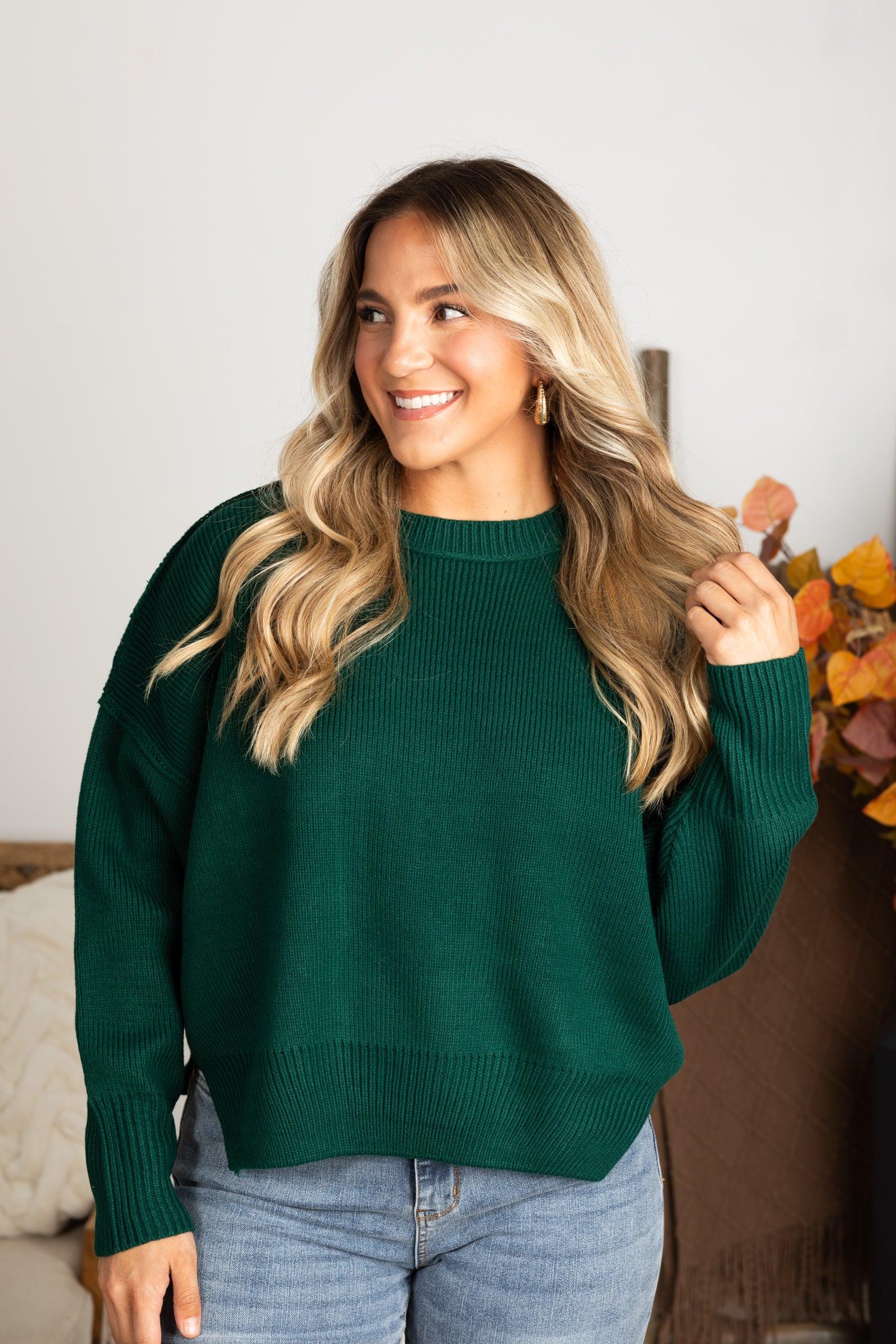 Oversized Ribbed Knit Sweater With Side Slits Product Image
