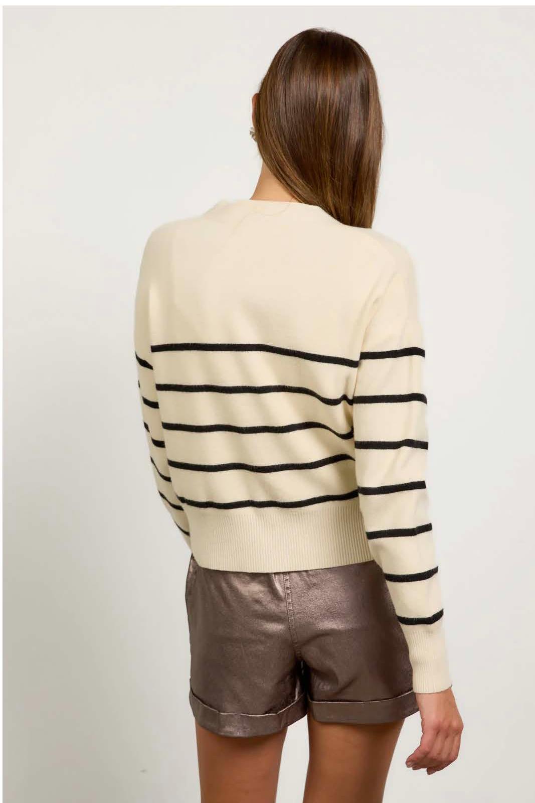 Cream with Black Stripes Cardigan Product Image