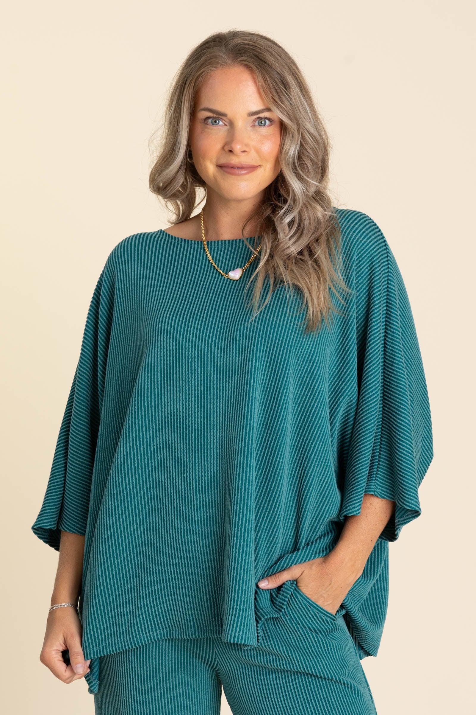 Soft Knit Boat Neck Top And Pants Set Product Image