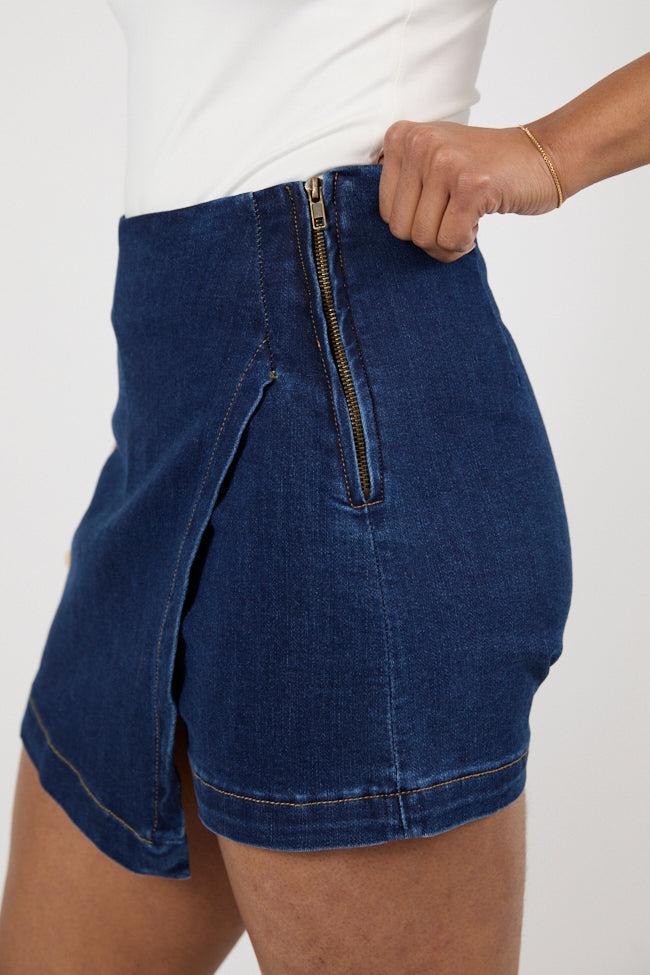 Jessica Dark Wash Denim Skort SALE Product Image