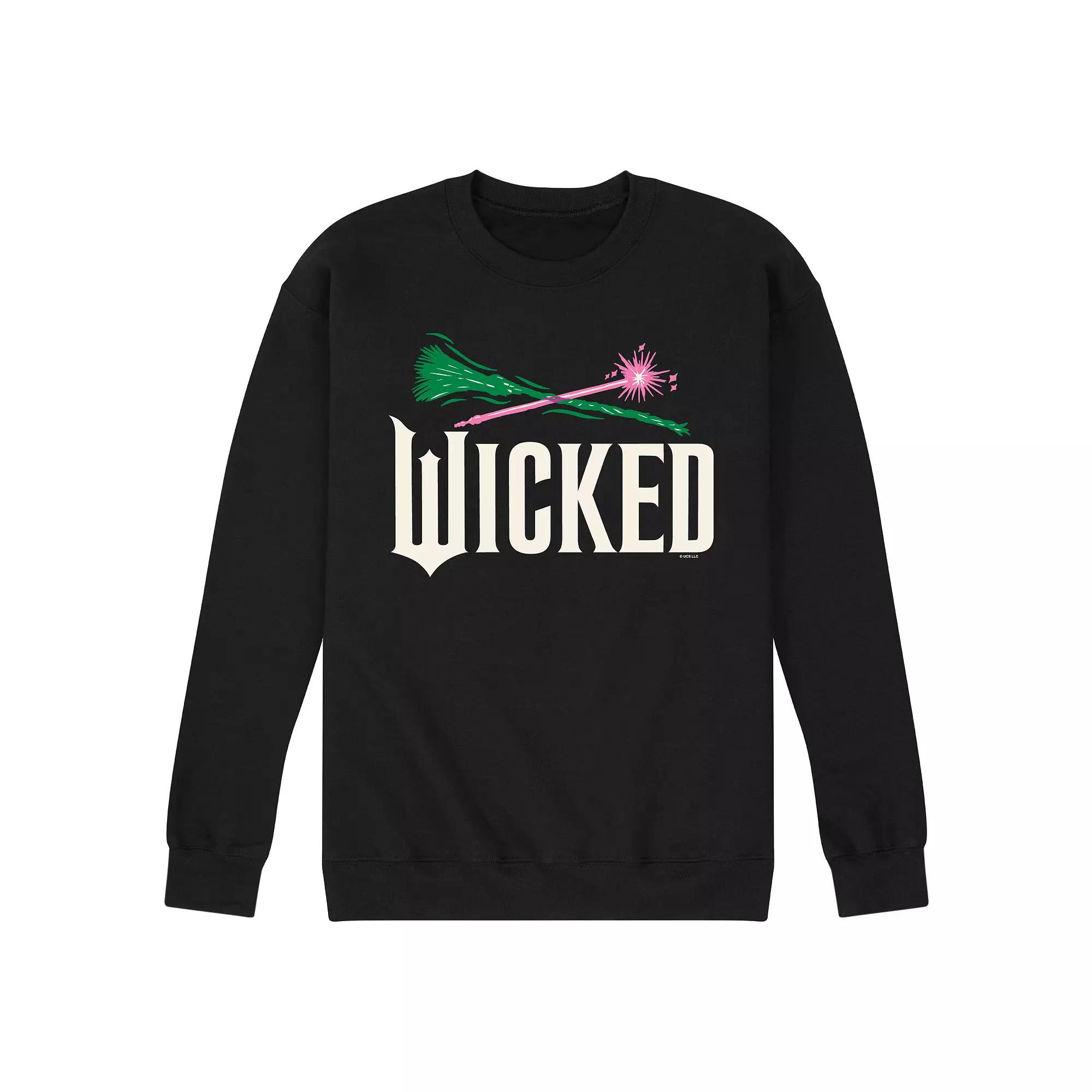 Men's Wicked For Good Logo Broomstick & Wand Fleece Sweatshirt,  Product Image