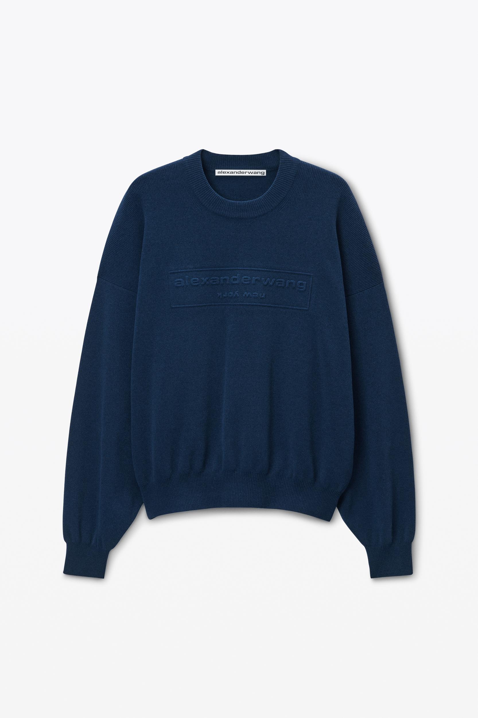 Logo Embossed Ribbed Pullover In Soft Chenille Product Image