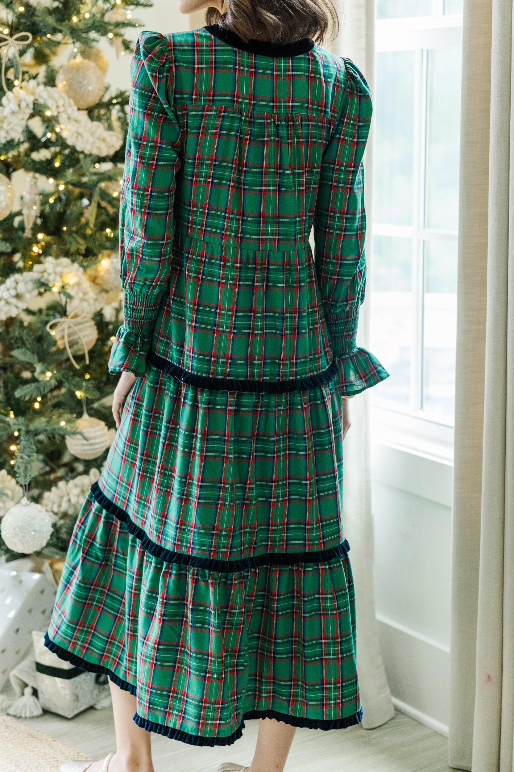 What A Surprise Green Plaid Midi Dress Female Product Image