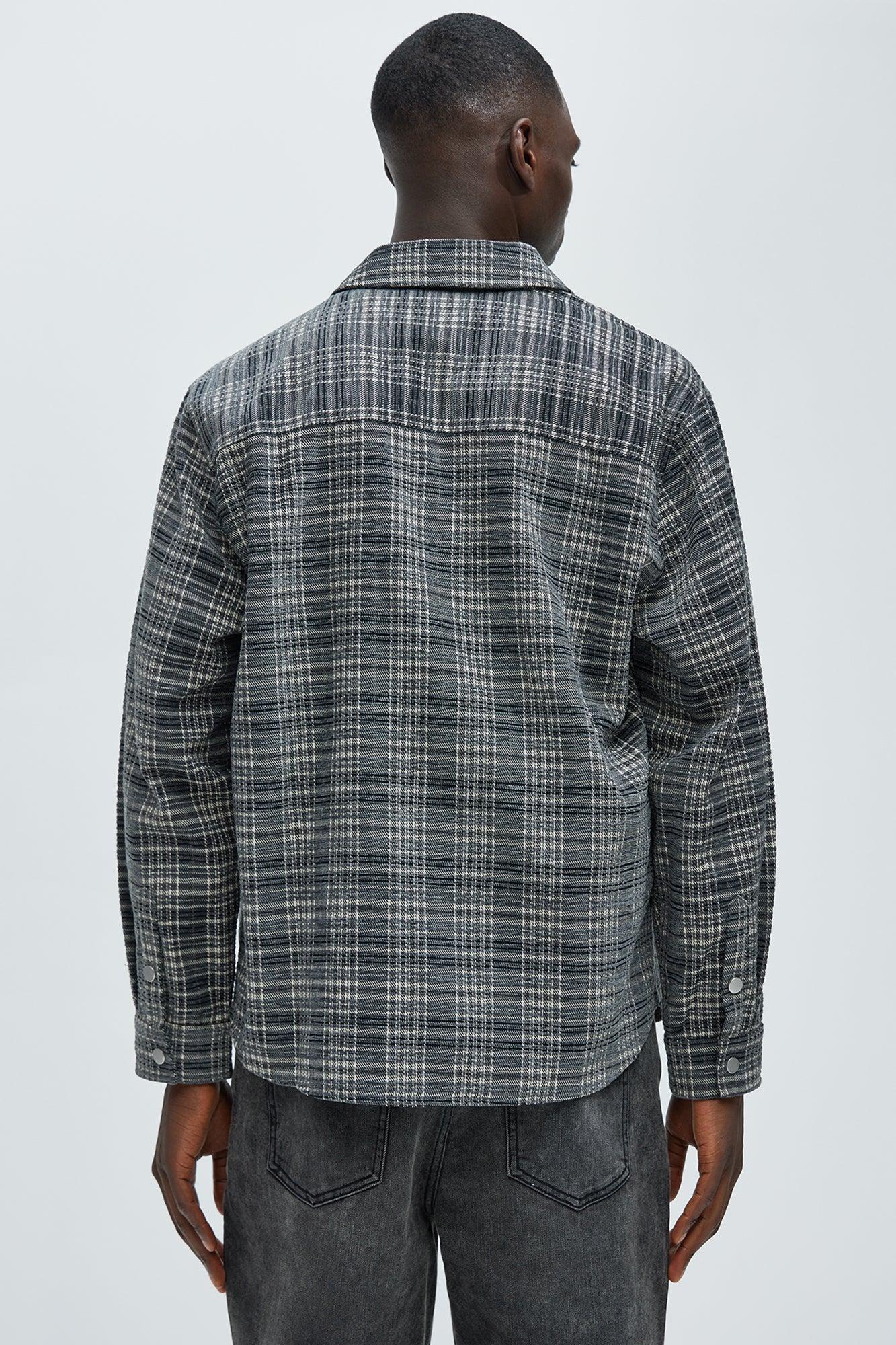 Walter Textured Plaid Button Up Shirt - Black/combo Product Image