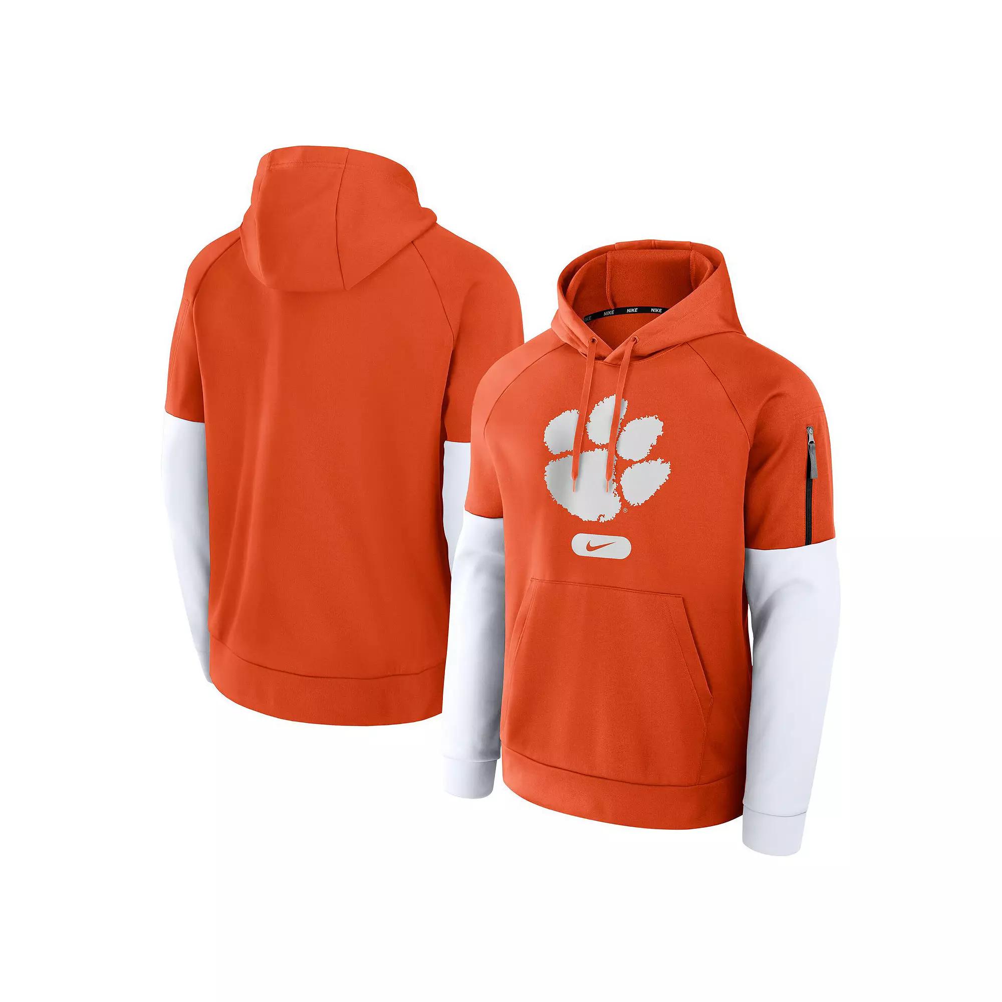 Men's Nike Orange Clemson Tigers Fitness Raglan Performance Pullover Hoodie,  Product Image