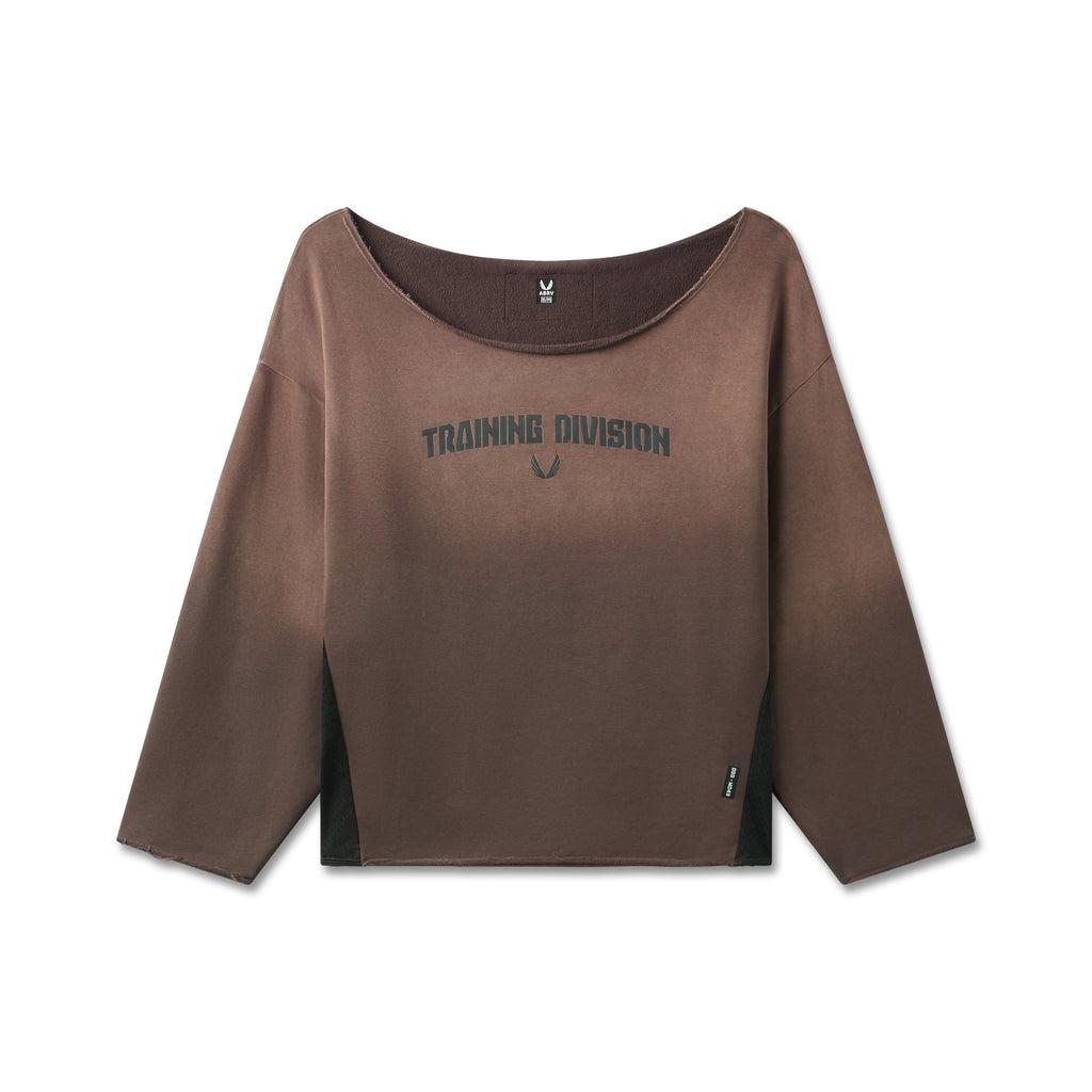 W049. Raw Hem Oversized Crewneck - Olive Sun Fade Product Image