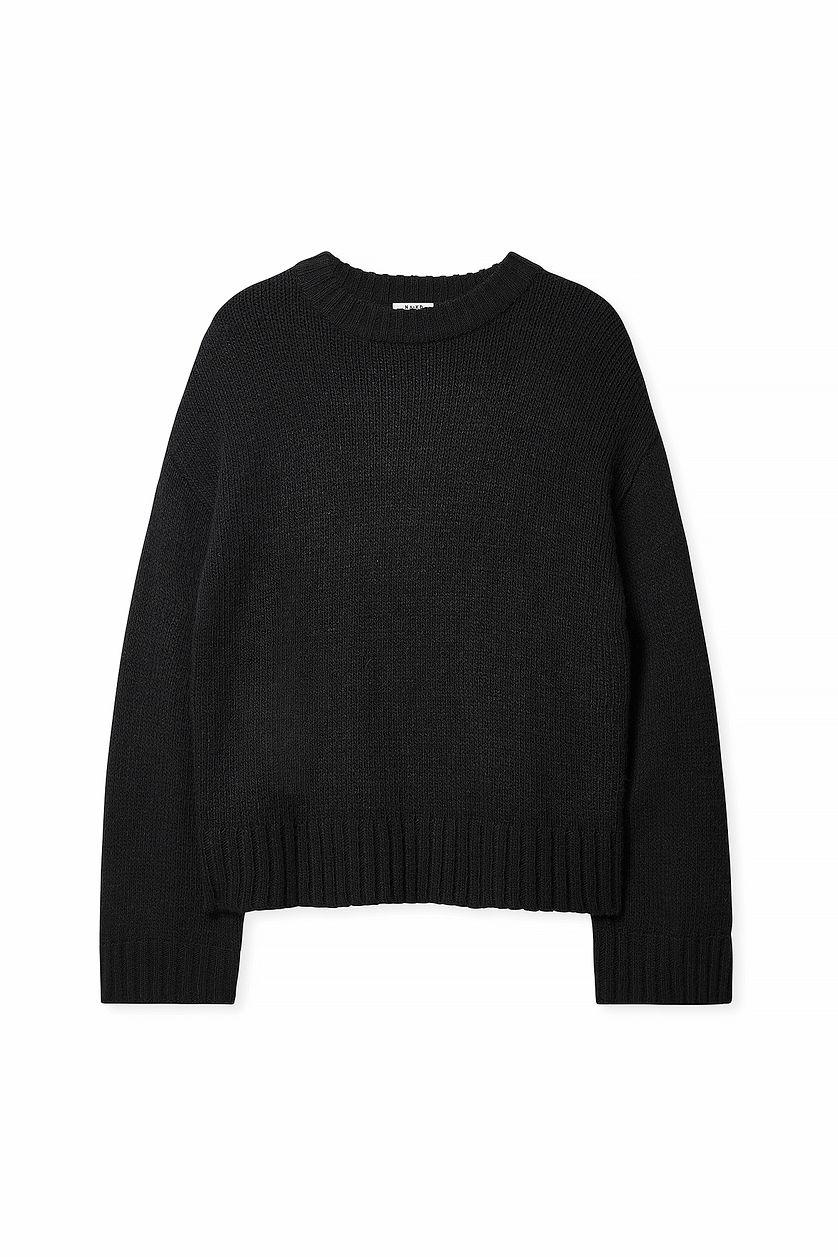 Round Neck Knitted Sweater Blue Product Image