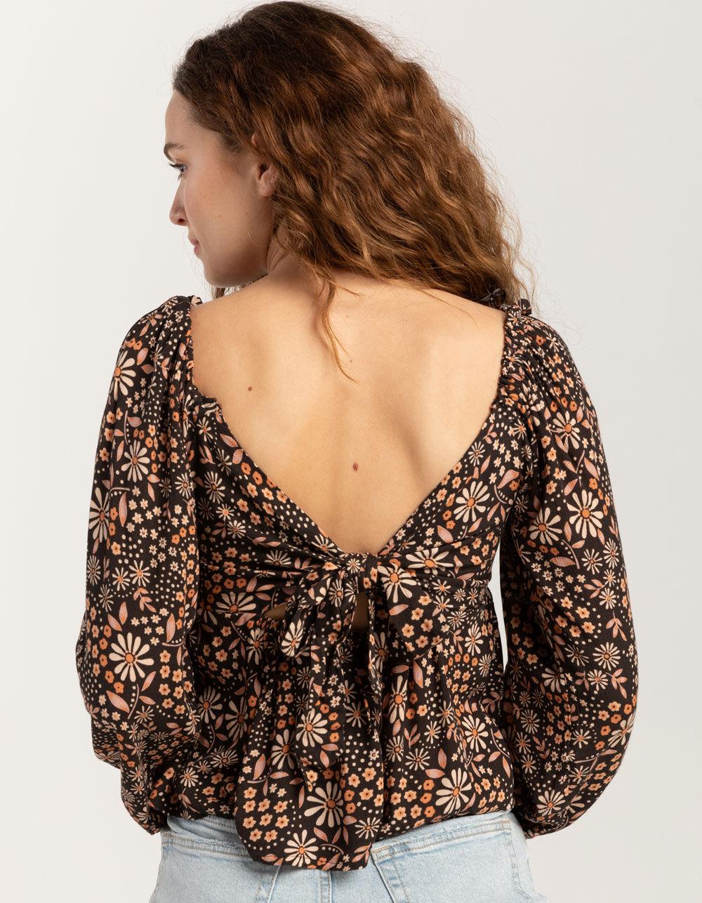 VOLCOM Folk Yeah Womens Long Sleeve Top - BLACK COMBO Product Image