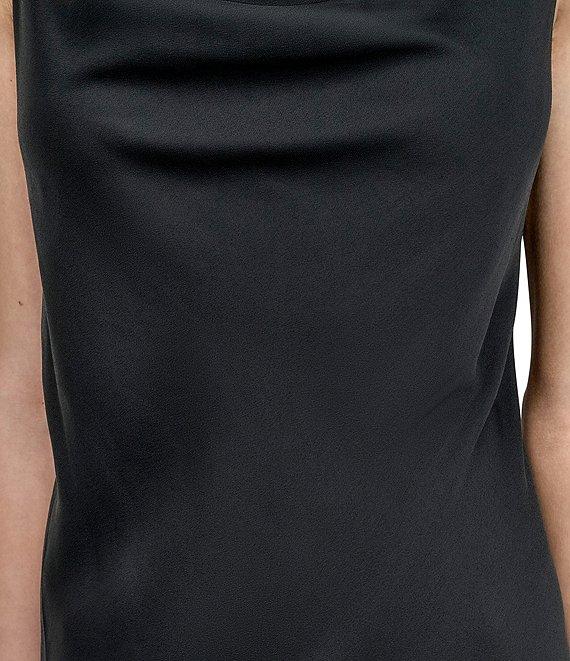 DKNY by Donna Karan Satin Cowl Neck Asymmetrical Strap A-Line Midi Dress Product Image