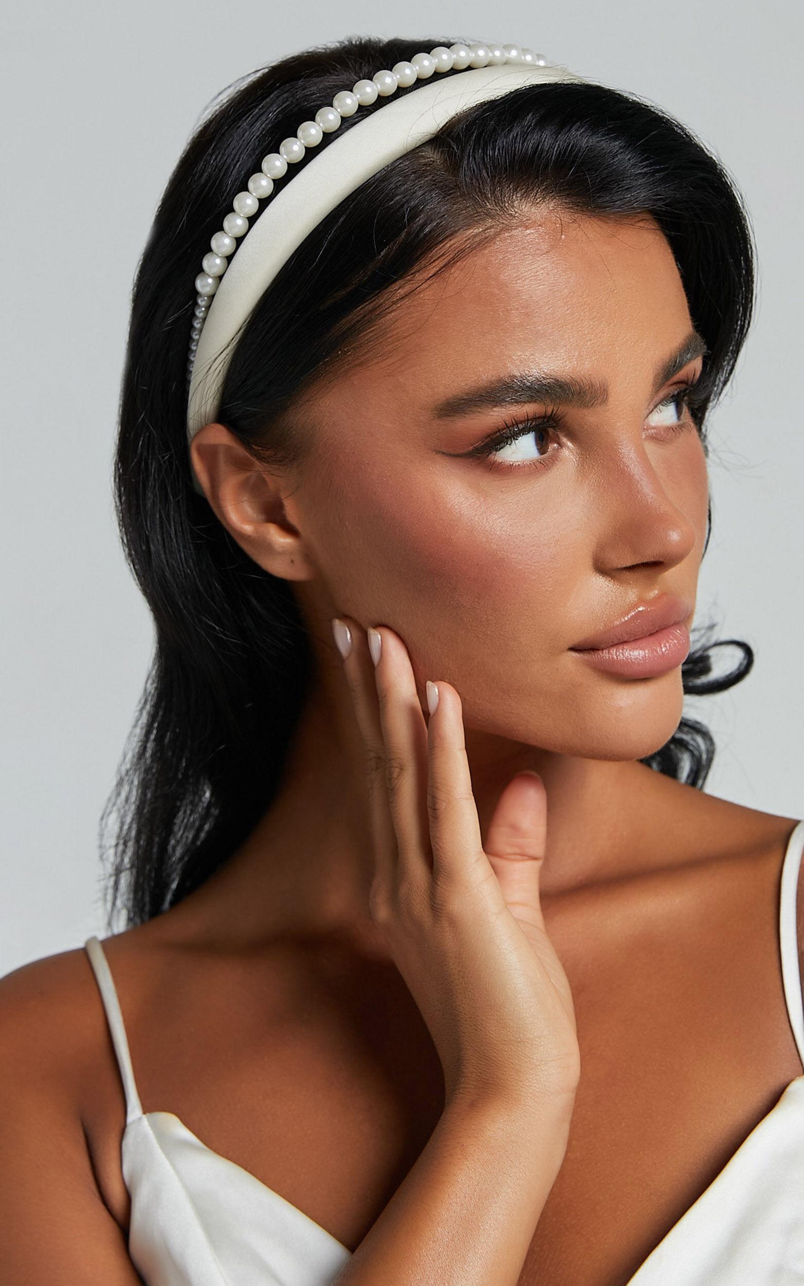 Lauren Headband - Pearl Double Headband in White Product Image