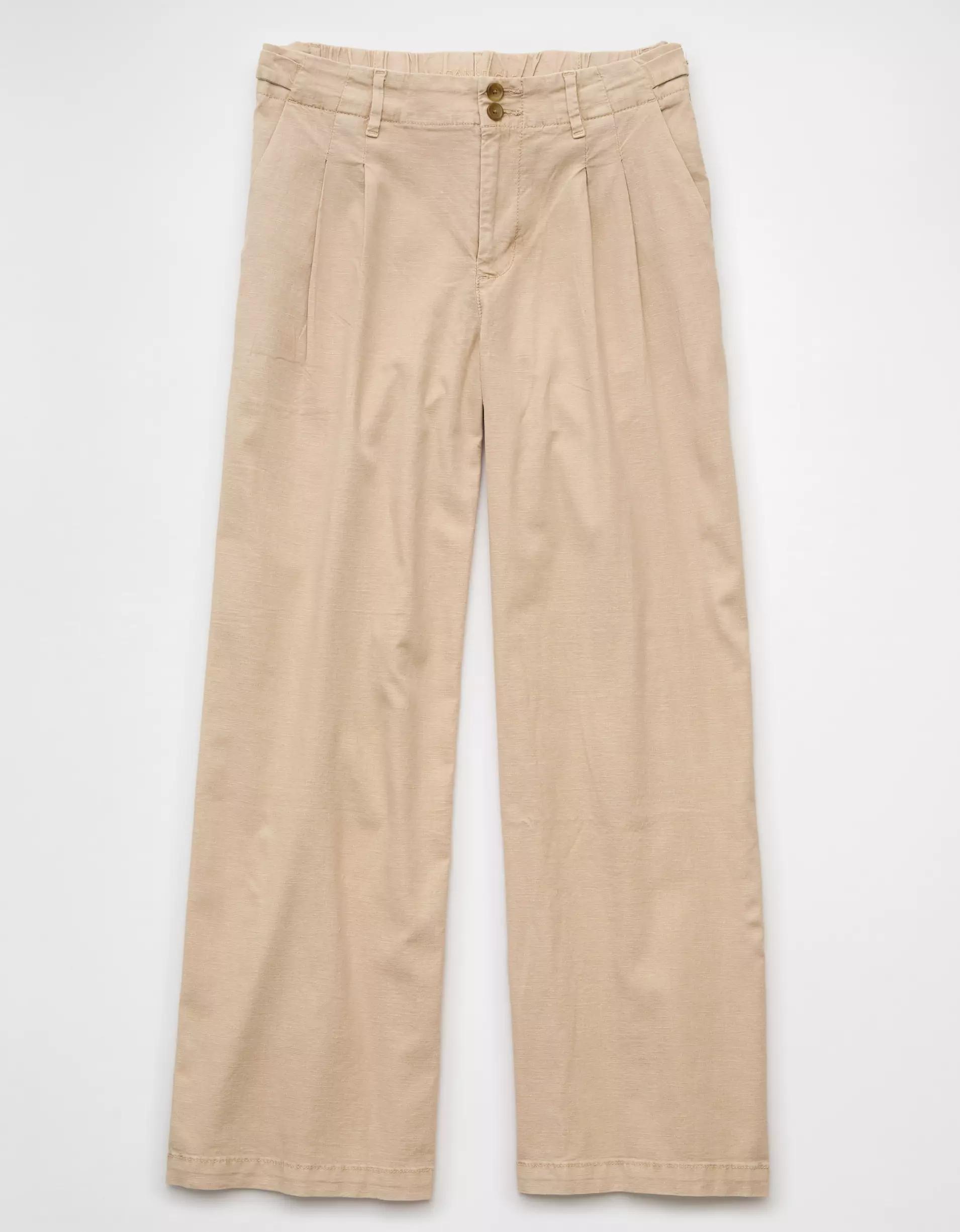 AE Stretch Linen-Blend High-Waisted Wide-Leg Trouser Product Image
