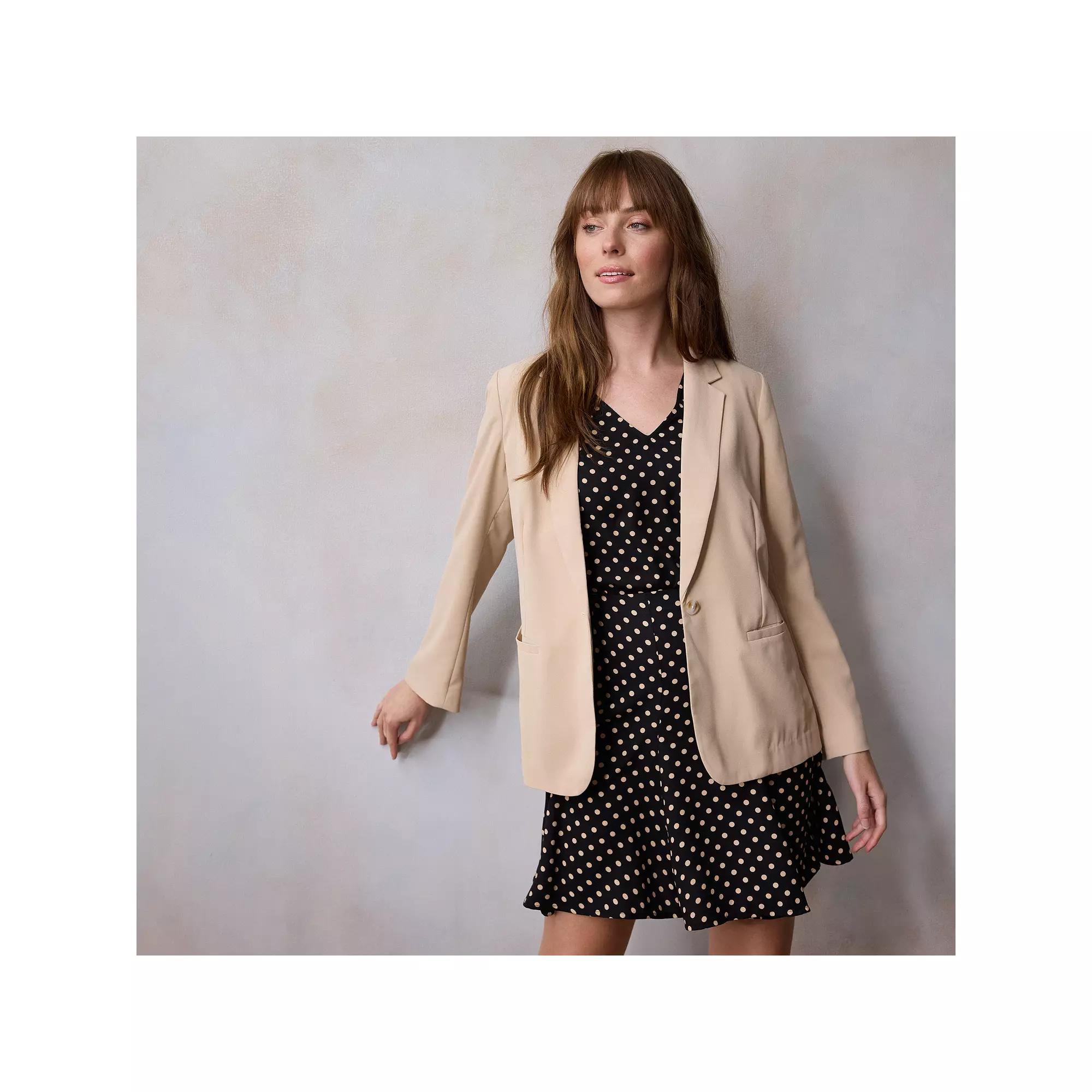 Women's LC Lauren Conrad Notch Collar Blazer, Size: 3XL, Light Beige Khaki Product Image