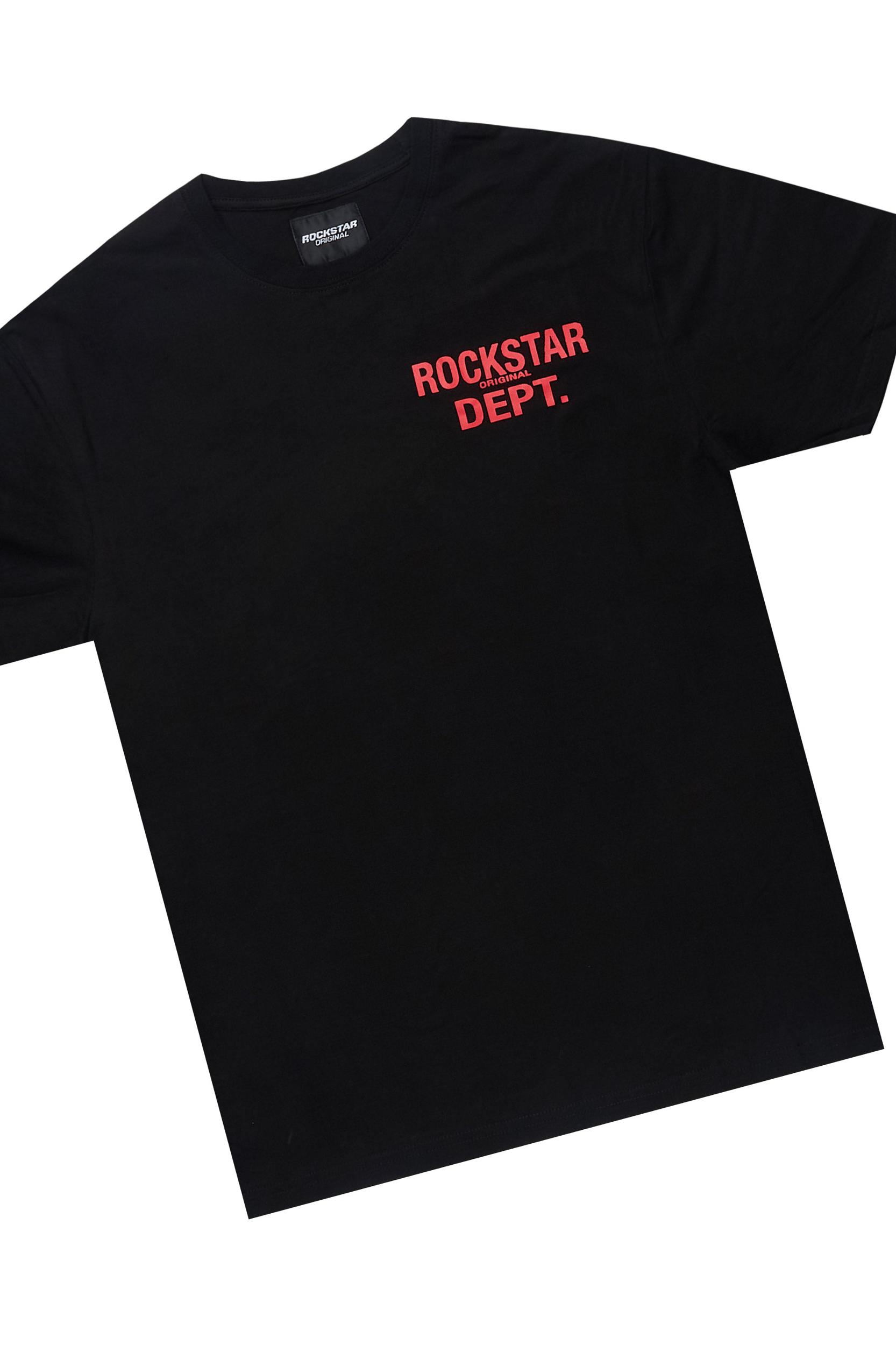 Akos Black/Red T-Shirt/Denim Short Set Male Product Image