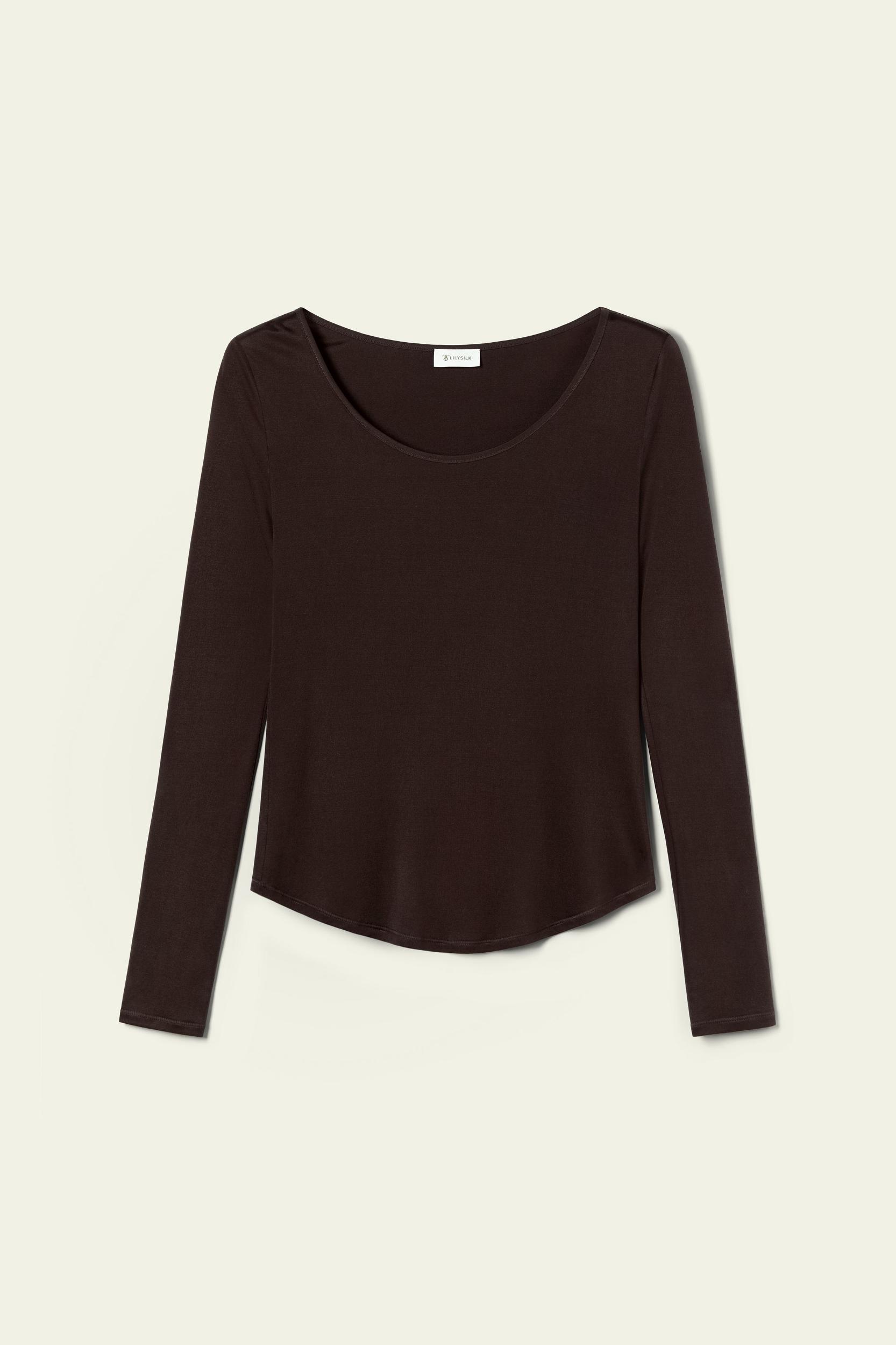 LILYSILK Womens Silk Tops | Lily White Washable Silk | Natural Flow Long Sleeve Tops L Product Image