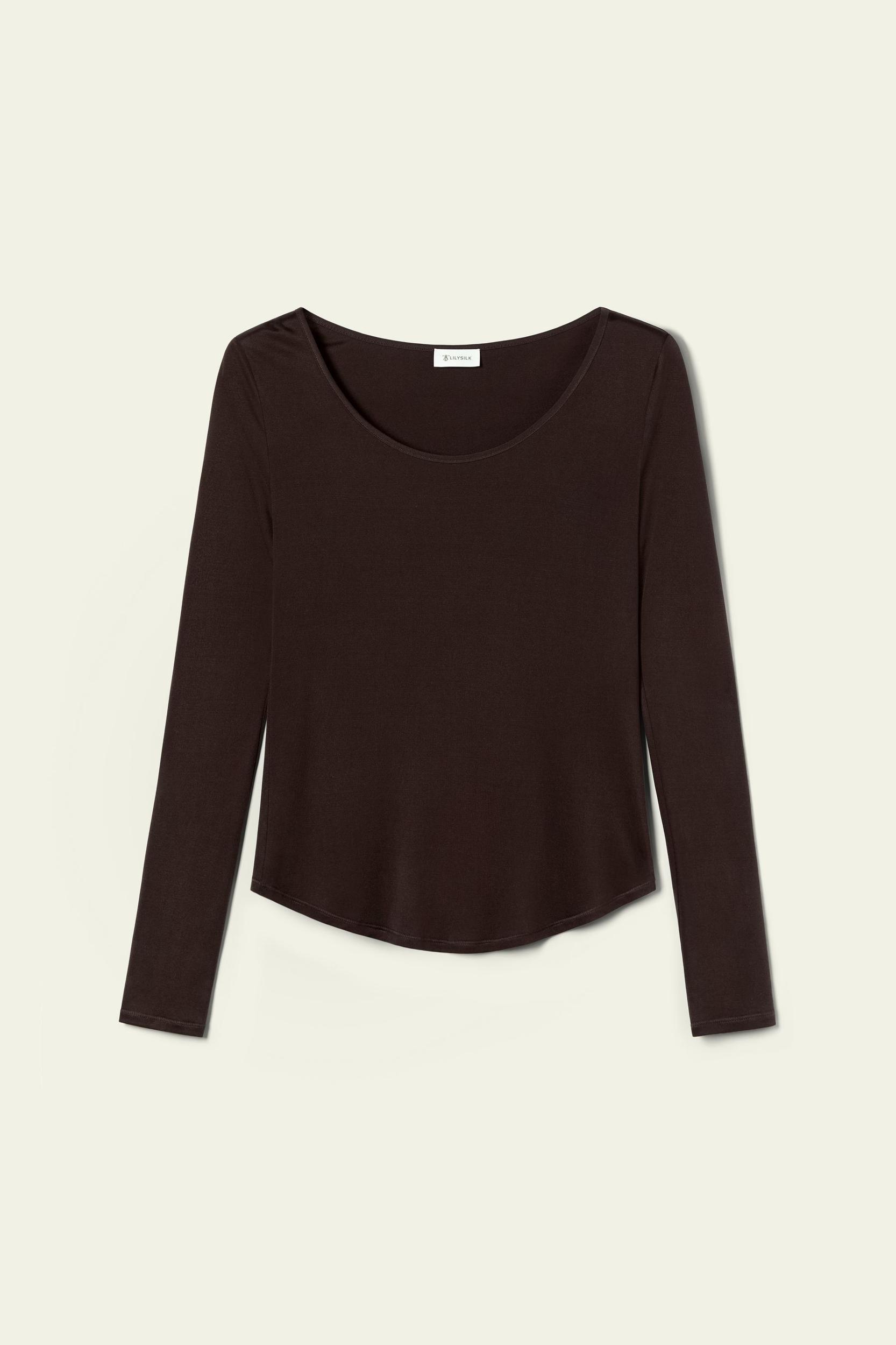 LILYSILK Womens Silk Tops | Lily White Washable Silk | Natural Flow Long Sleeve Tops L Product Image