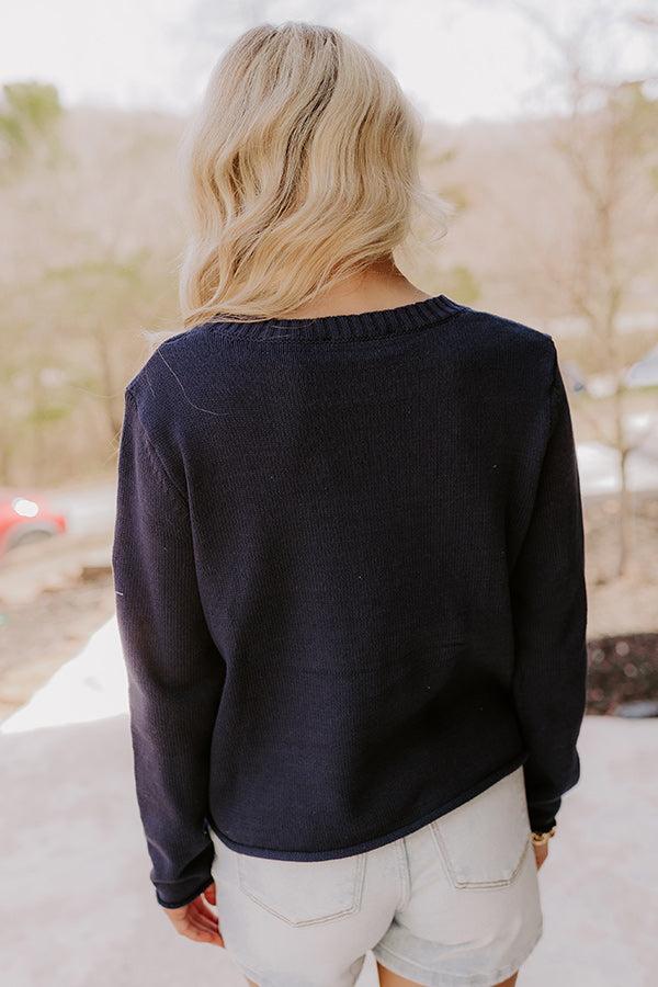 Sail Away Knit Sweater in Navy Product Image