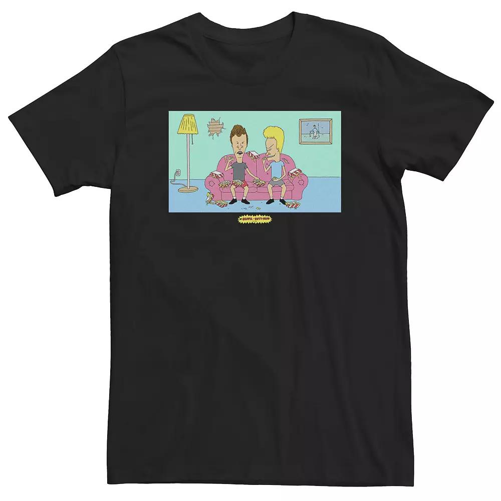 Men's Beavis And Butthead Couch Snacks Short Sleeve Tee, Size: XXL, Black Product Image