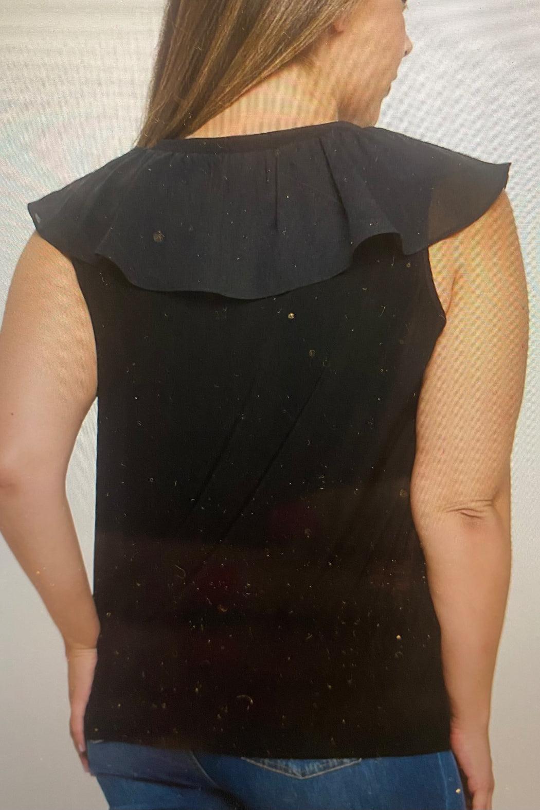 Ruffle Sleeveless Henley Top Product Image