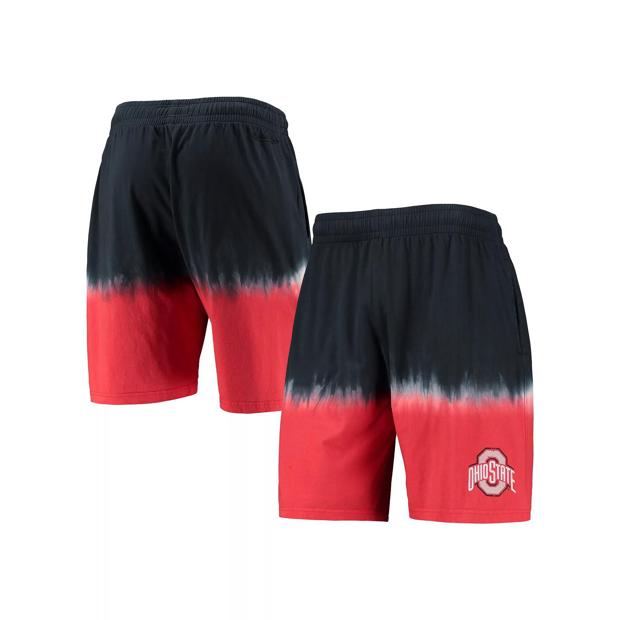 Men's Mitchell & Ness Black/Scarlet Ohio State Buckeyes Tie-Dye Shorts, Size: Medium Product Image