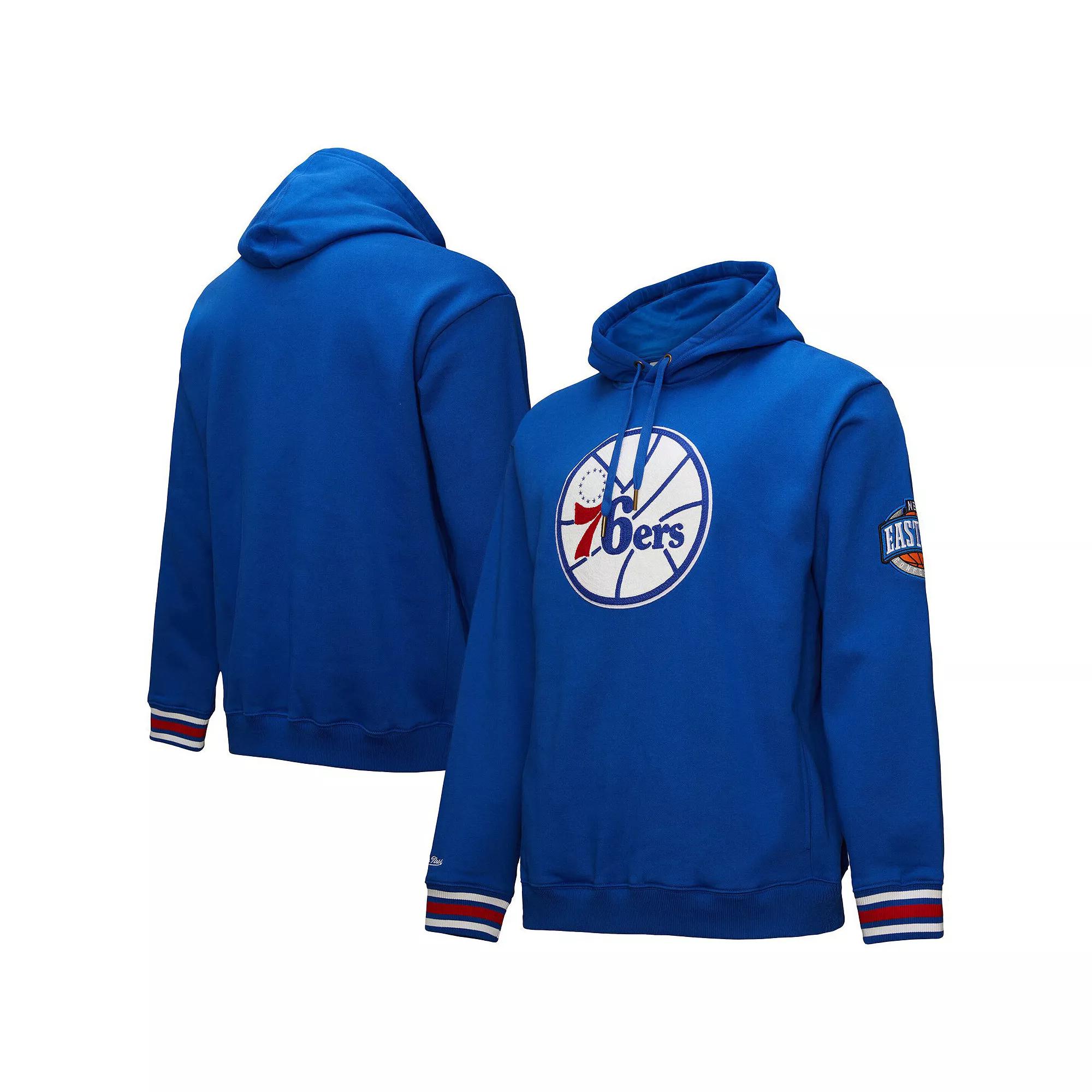 Men's Mitchell & Ness Royal Philadelphia 76ers Chainstitch Applique Vintage Heavyweight Pullover Hoodie, Size: Medium, 76r Blue Product Image