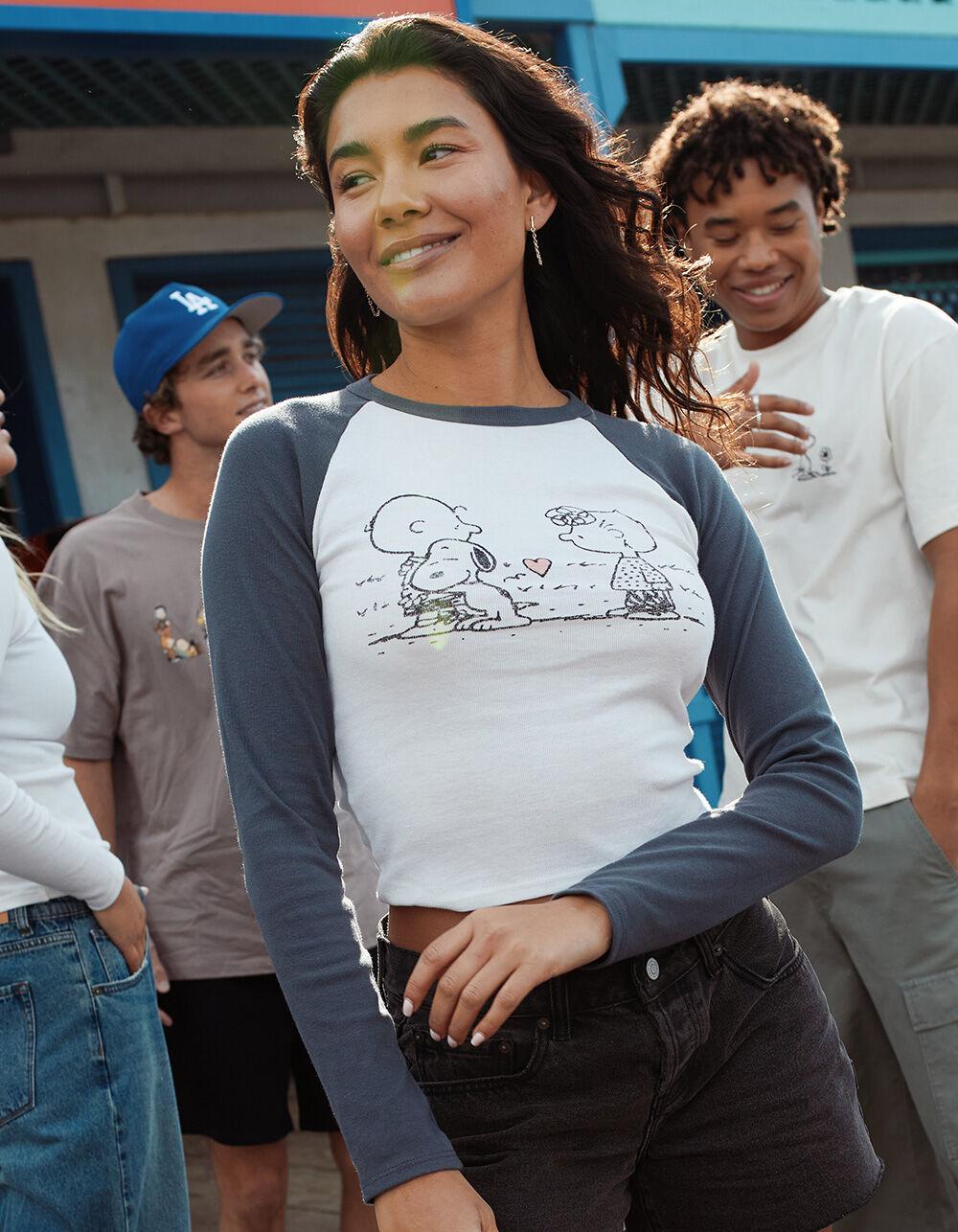 RSQ x Peanuts Love Collection Womens Long Sleeve Raglan Tee - CREAM Product Image