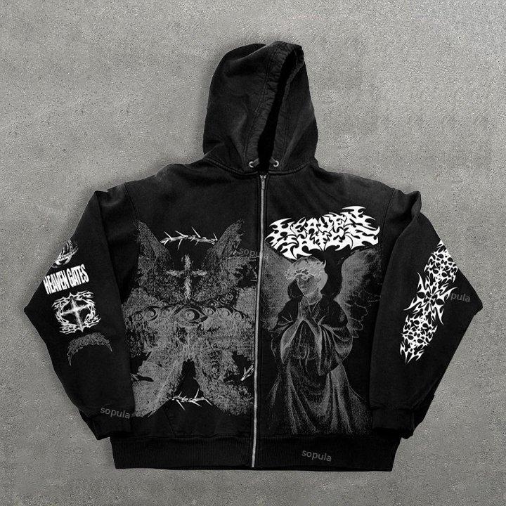 Heaven Gates Angelic Graphic Print Zip Up Hoodie Product Image