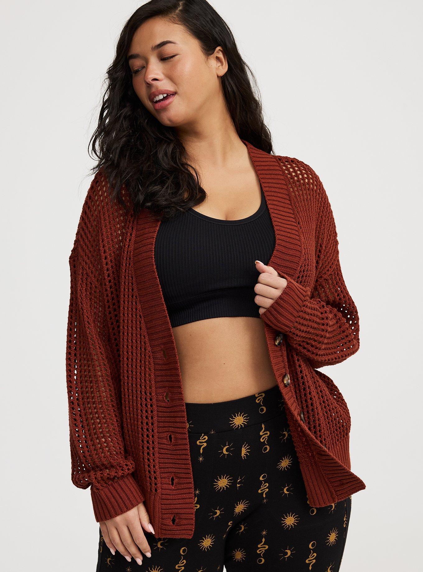 Open Stitch Cardigan Sweater Product Image