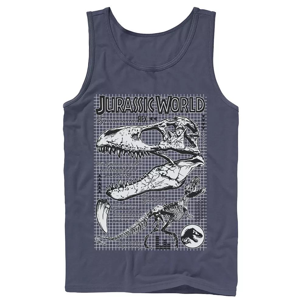 Men's Jurassic World Two T-Rex Bones Schematic Graphic Tank Top,  Product Image