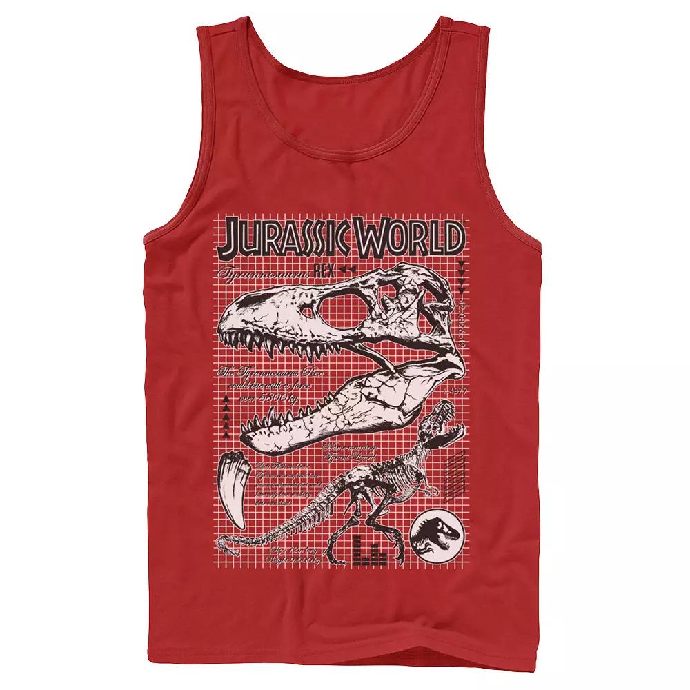 Men's Jurassic World Two T-Rex Bones Schematic Graphic Tank Top,  Product Image