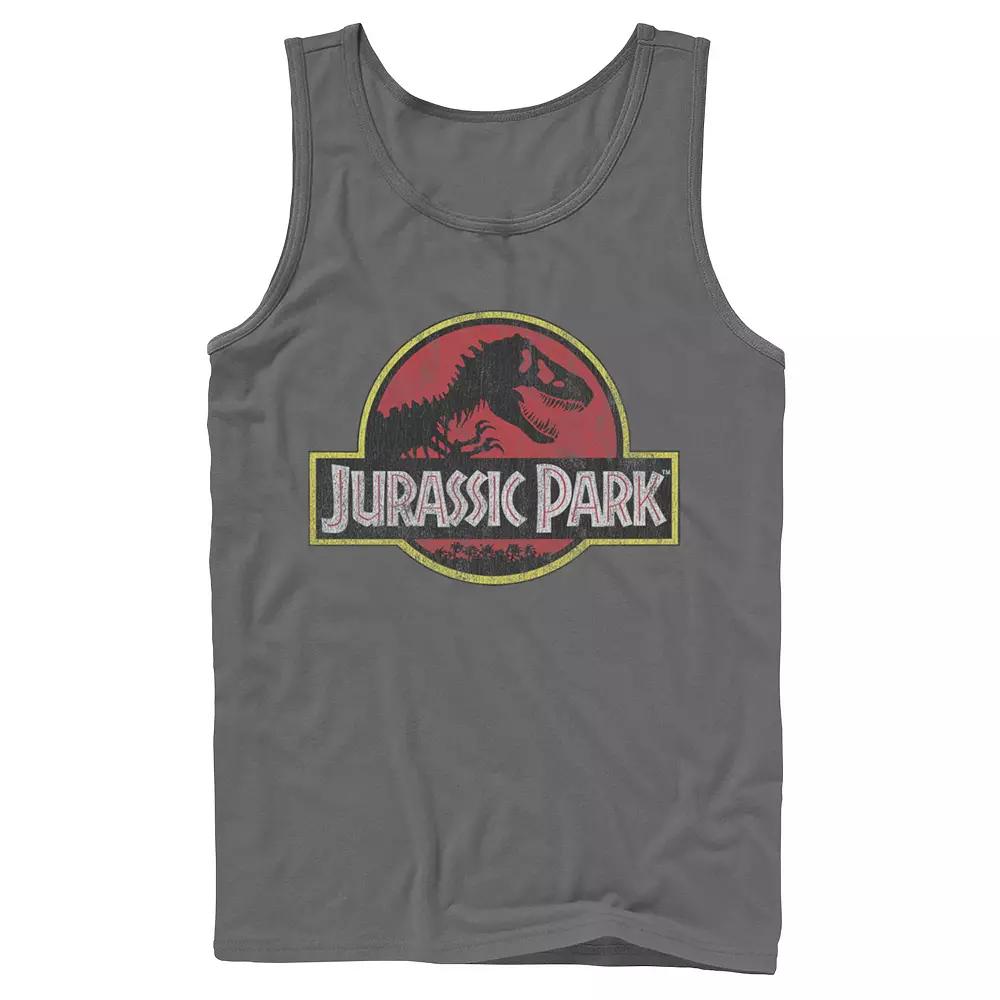 Men's Jurassic Park Distressed Original Park Logo Graphic Tank Top,  Product Image